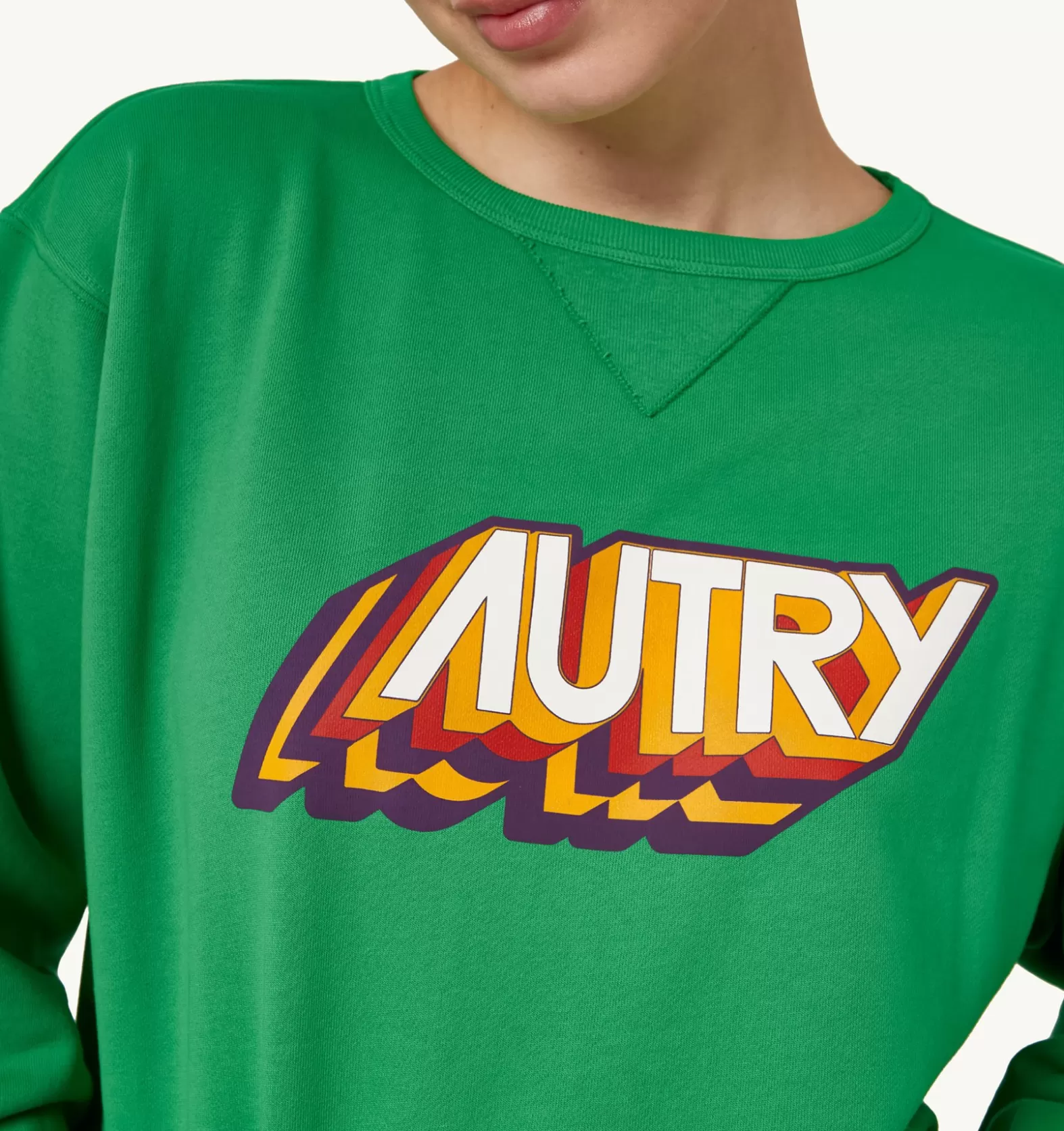 Top^AUTRY Aerobic Logo Crew Neck Sweatshirt Color Green