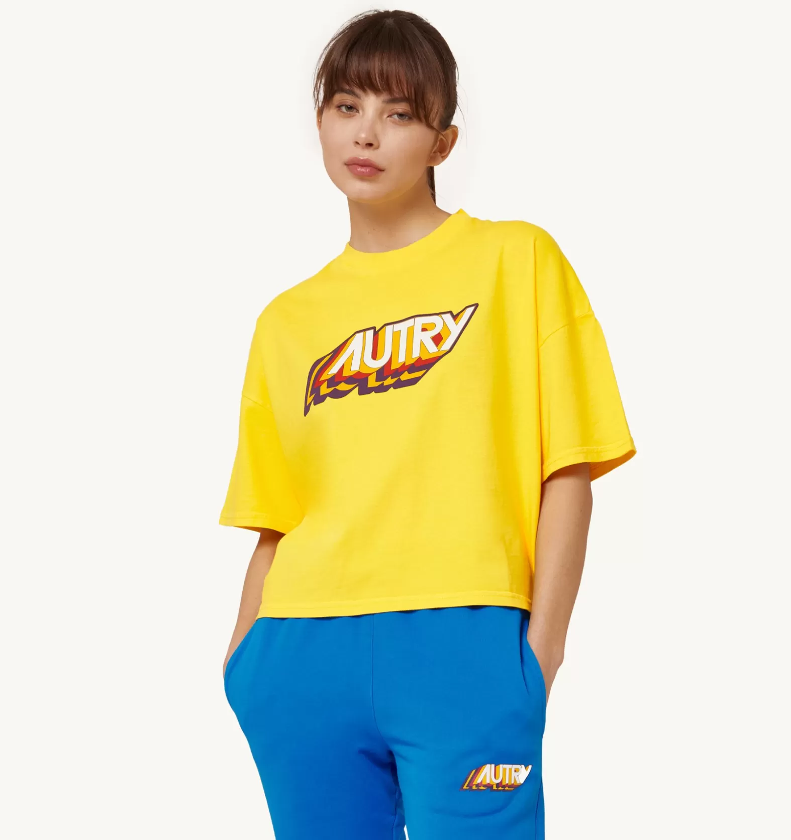 Top^AUTRY Aerobic Logo T-Shirt Color Yellow
