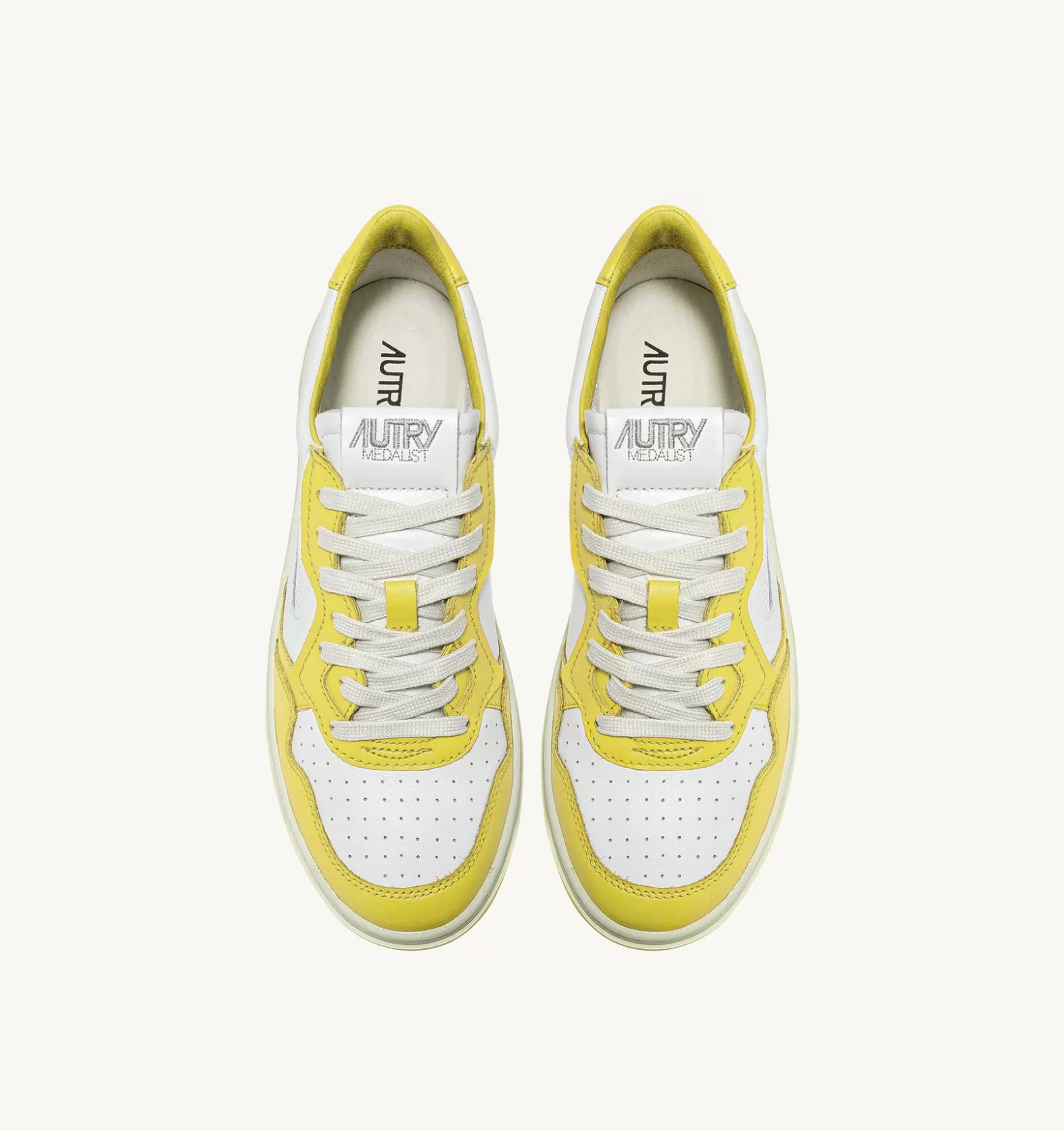Medalist^AUTRY Bicolor Medalist Low In White And Yellow Leather