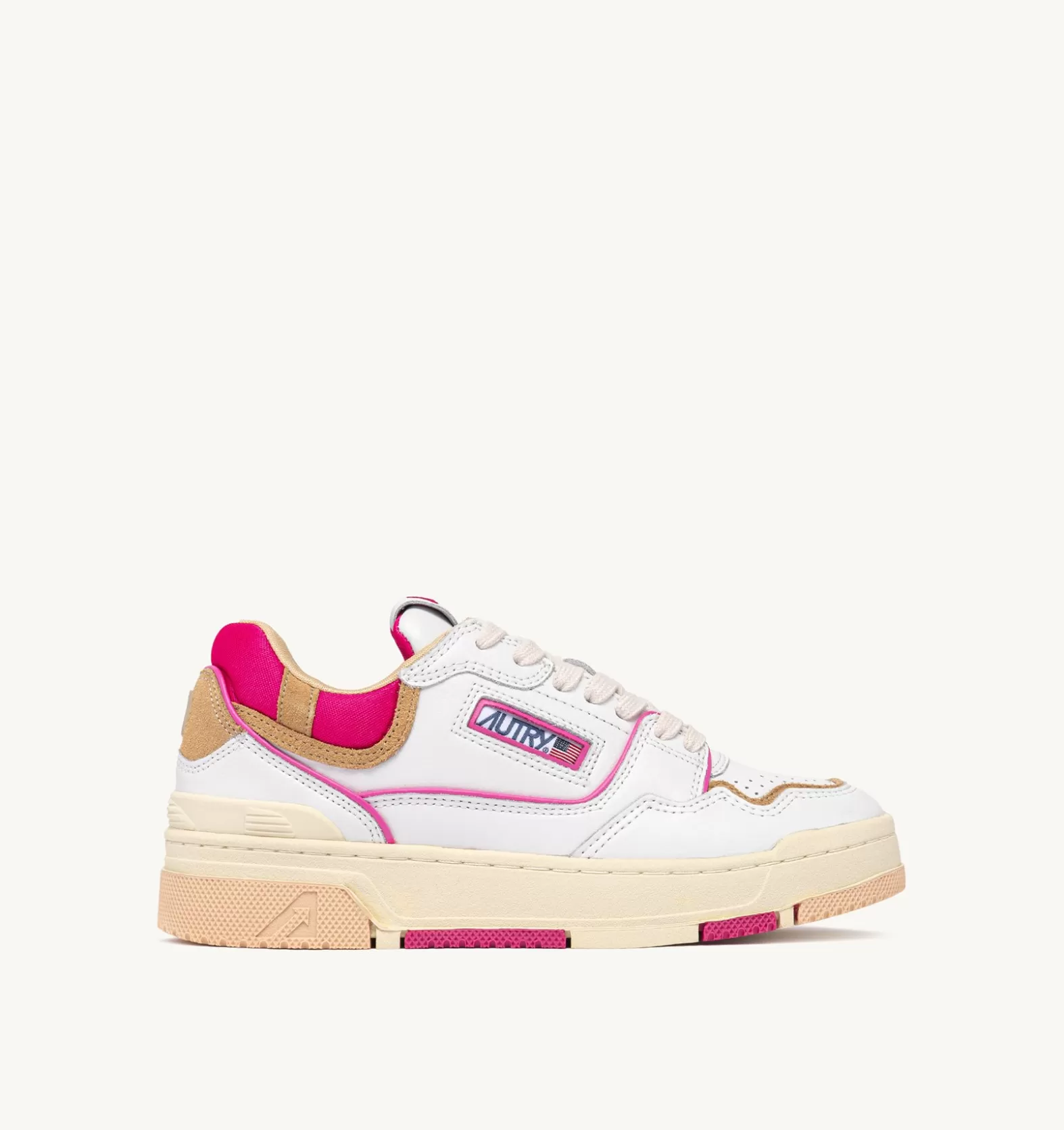 Clc^AUTRY Clc In Leather And Suede Color White Beige And Fuchsia