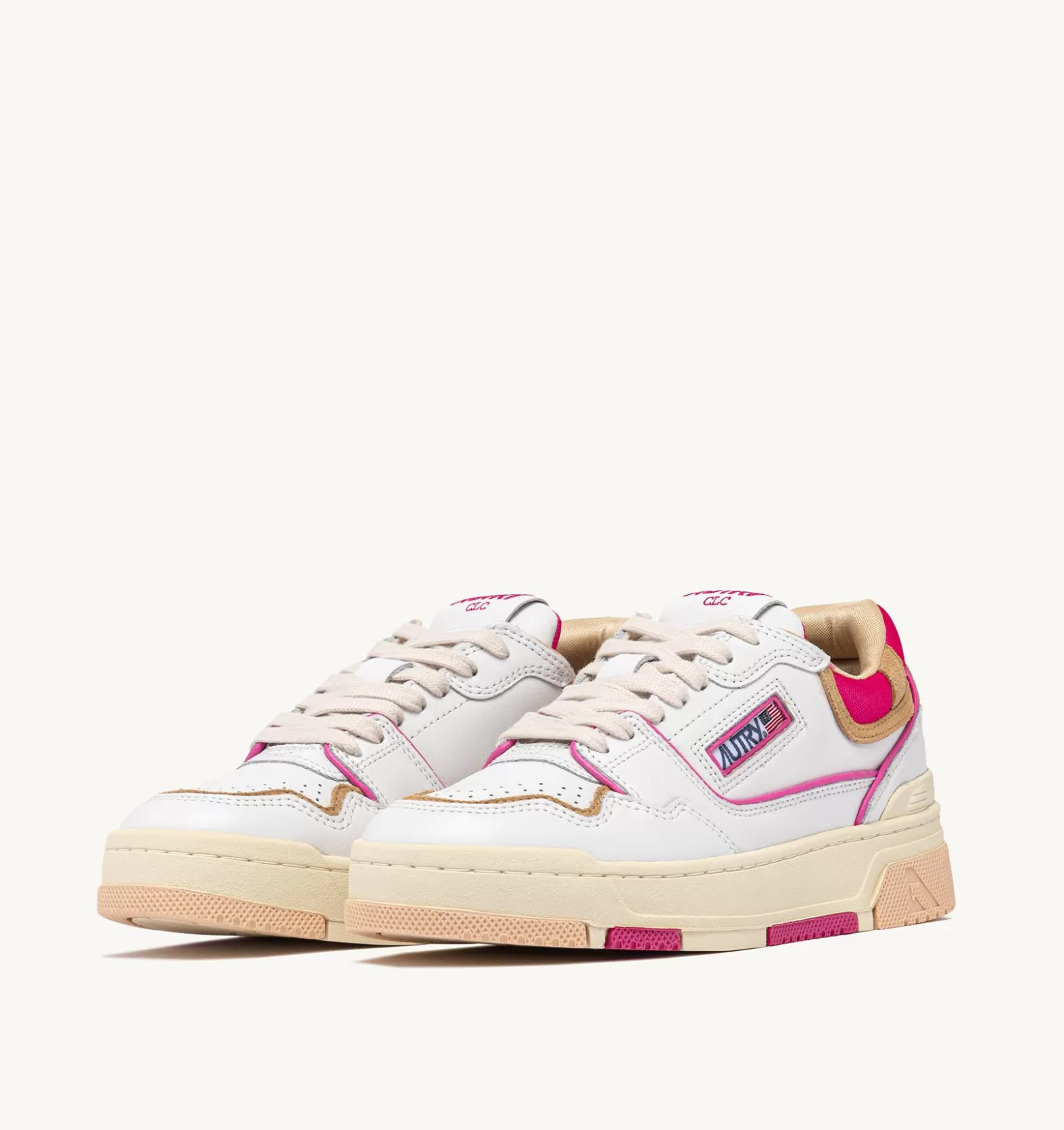 Clc^AUTRY Clc In Leather And Suede Color White Beige And Fuchsia