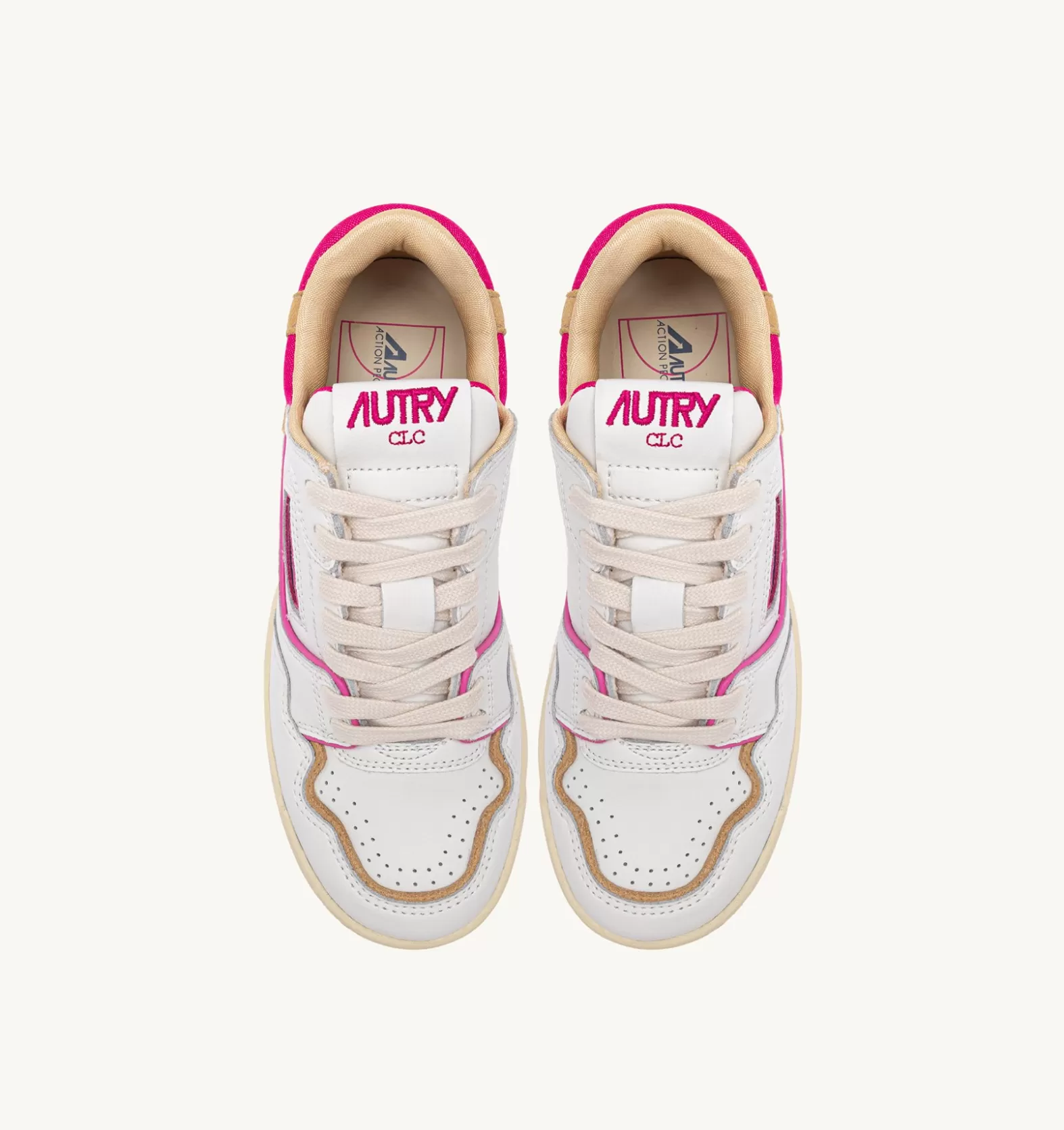 Clc^AUTRY Clc In Leather And Suede Color White Beige And Fuchsia