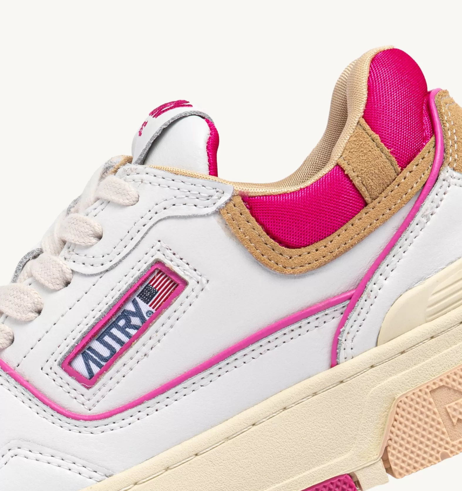 Clc^AUTRY Clc In Leather And Suede Color White Beige And Fuchsia