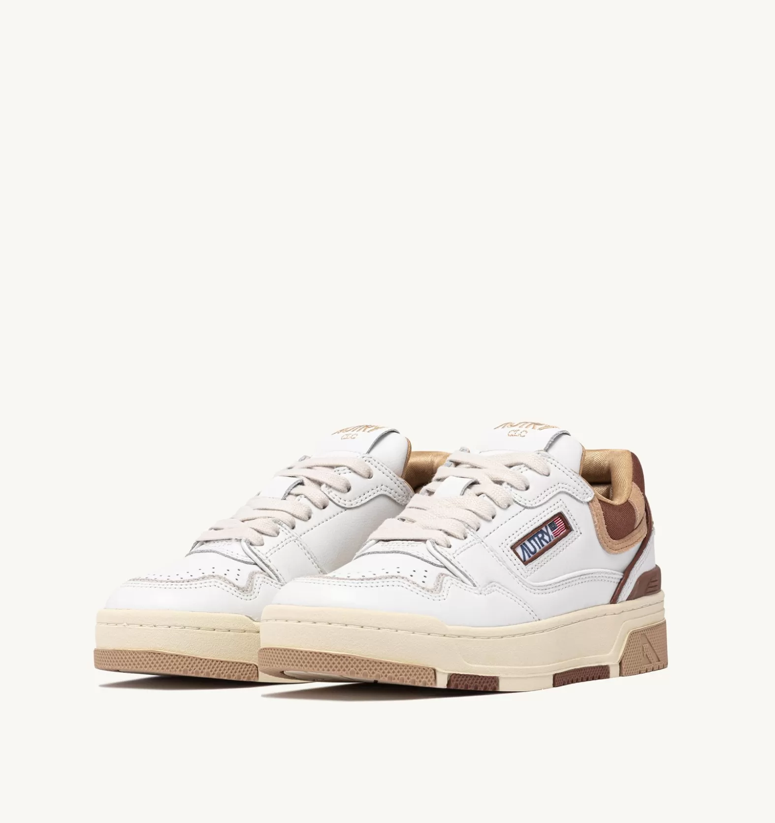 Clc^AUTRY Clc Sneakers In Leather Color White Beige And Brown