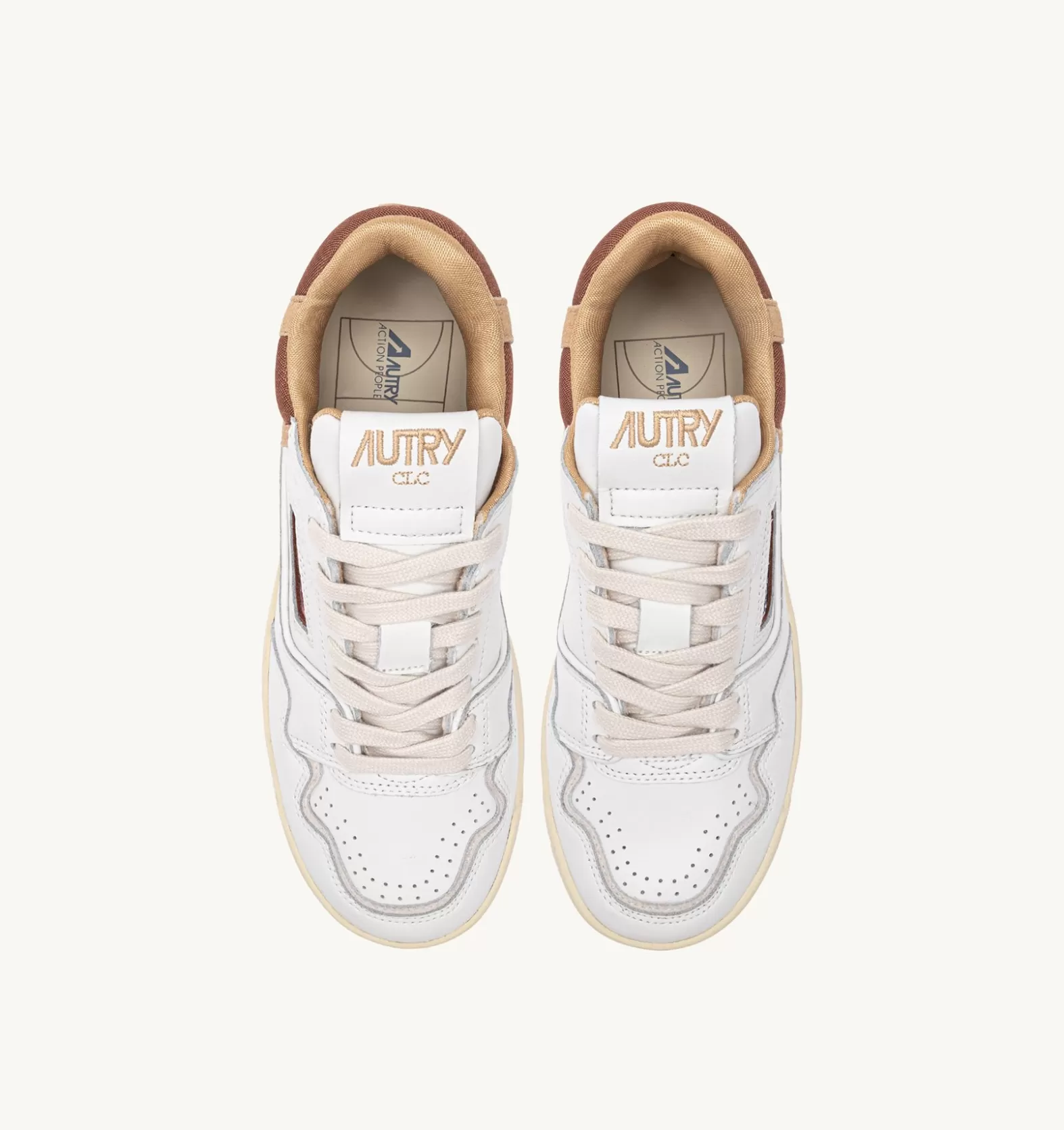 Clc^AUTRY Clc Sneakers In Leather Color White Beige And Brown
