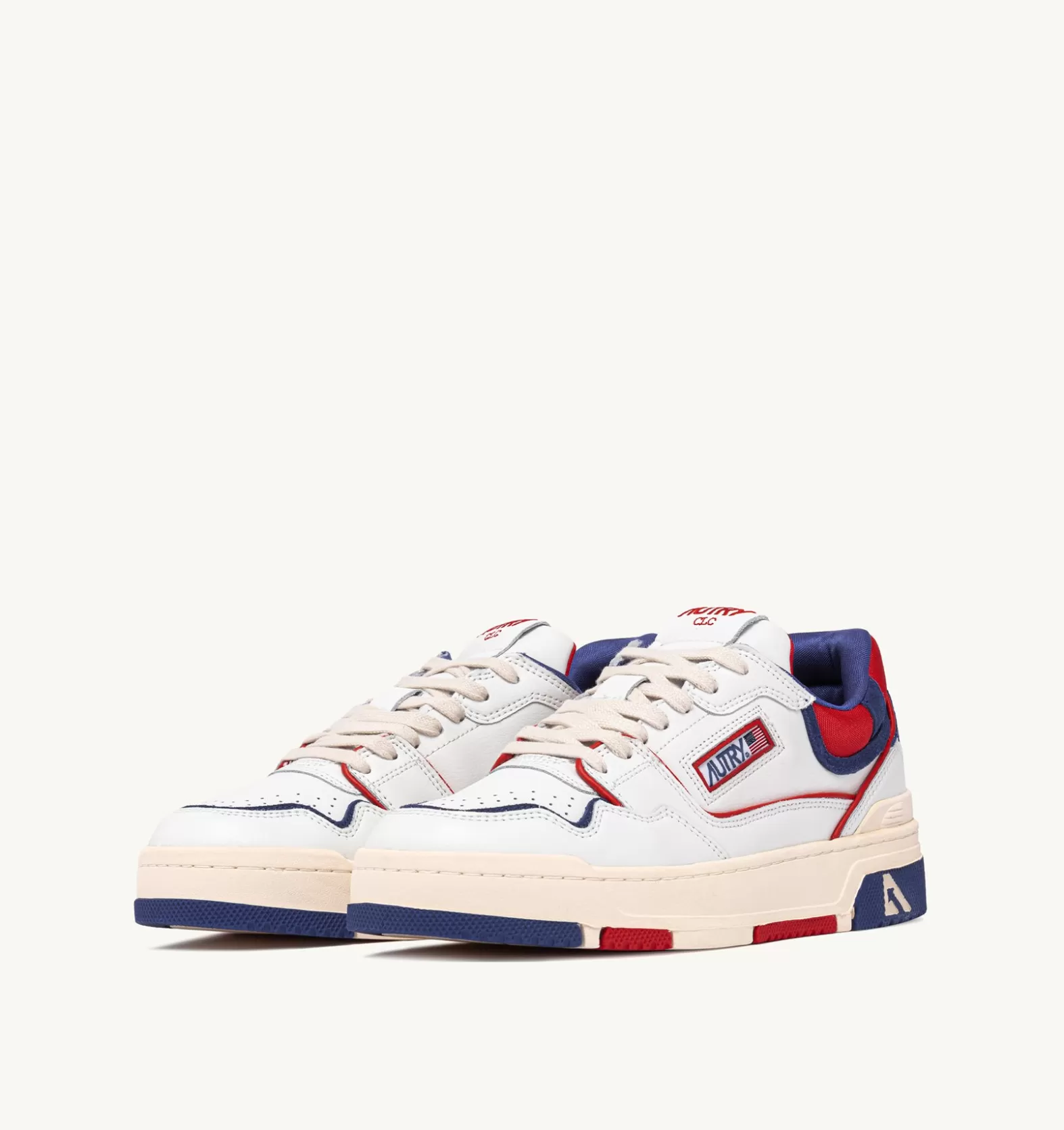 Clc^AUTRY Clc Sneakers In Leather Color White Red And Blue