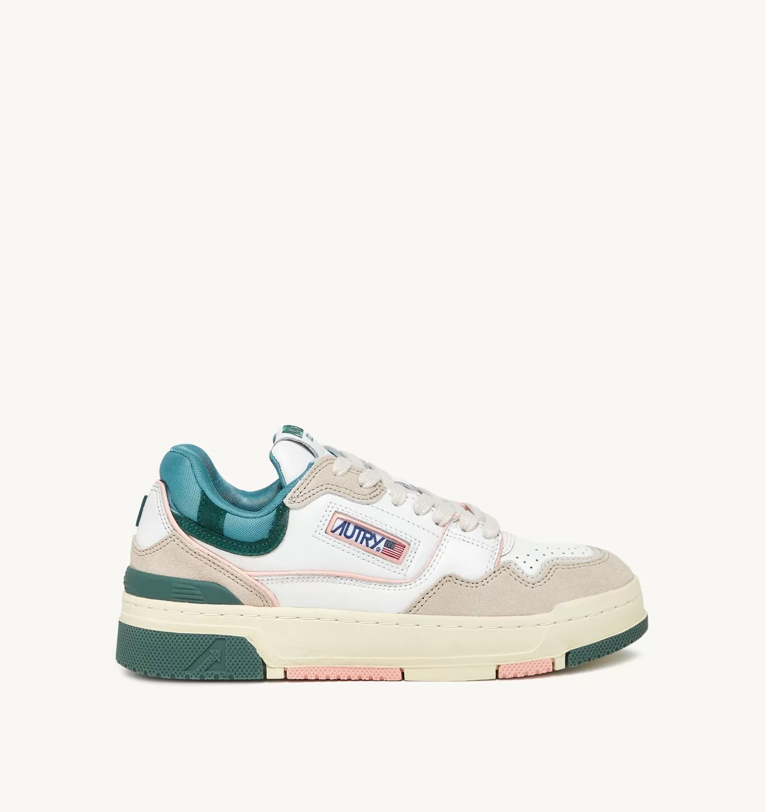 Clc^AUTRY Clc Sneakers In White And Green Leather And Beige Suede