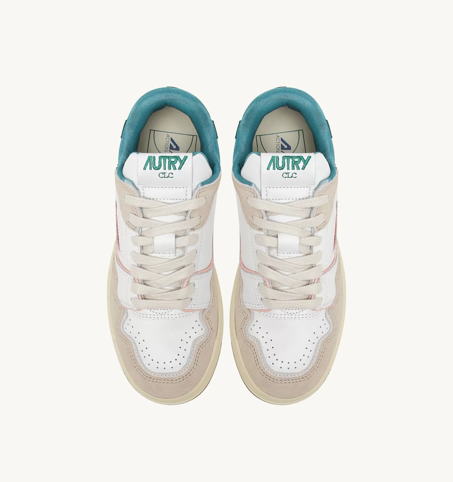 Clc^AUTRY Clc Sneakers In White And Green Leather And Beige Suede