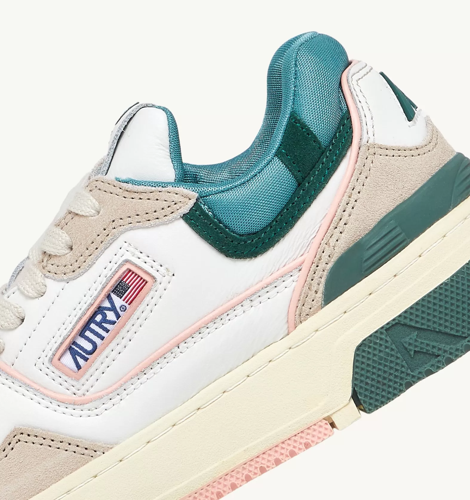 Clc^AUTRY Clc Sneakers In White And Green Leather And Beige Suede