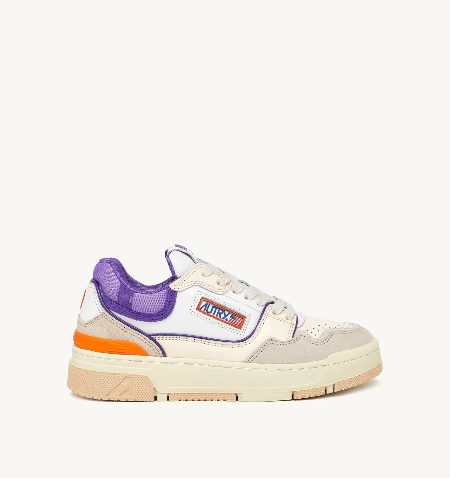 Clc^AUTRY Clc Sneakers In White And Violet Leather And Beige Suede