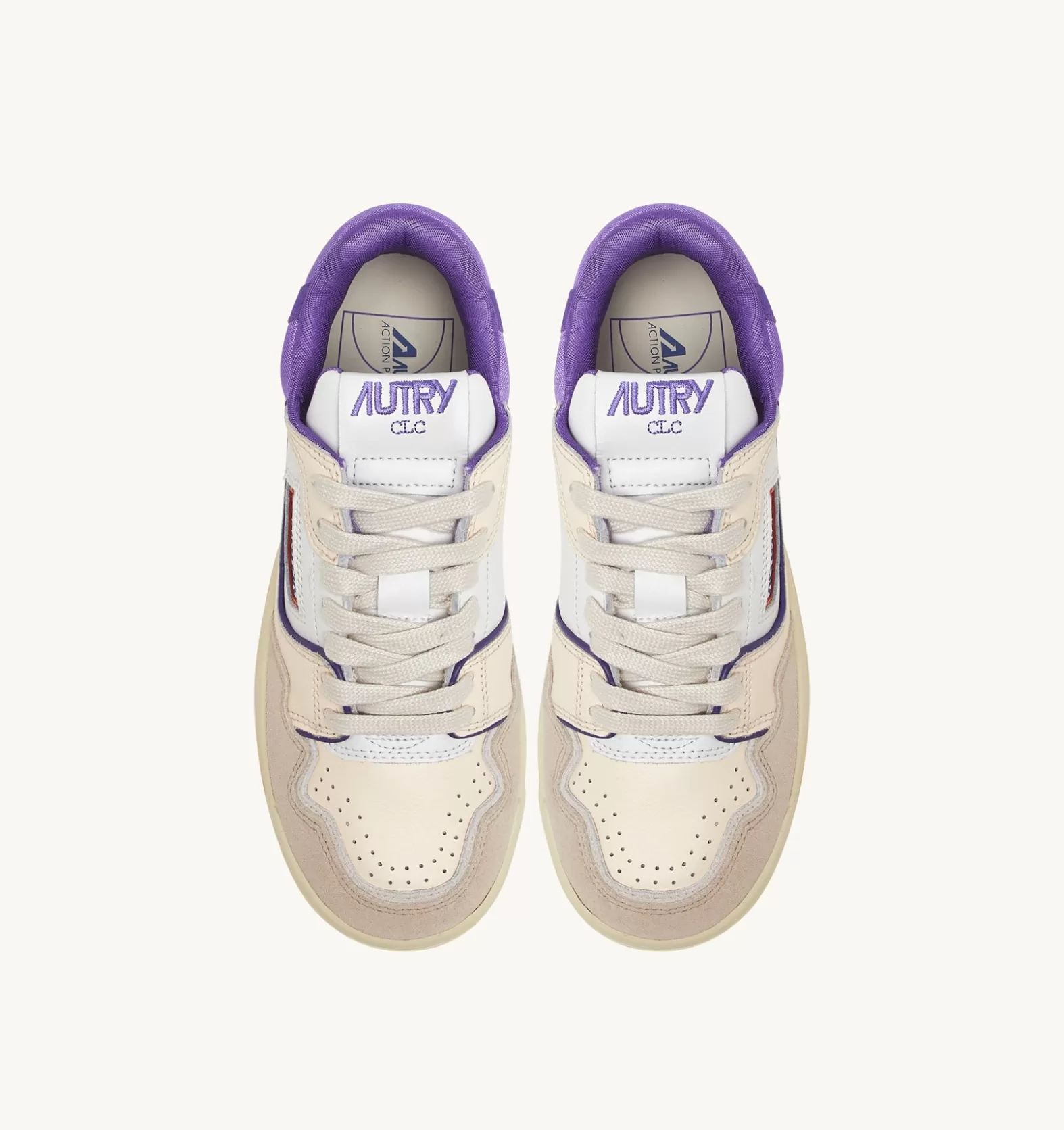 Clc^AUTRY Clc Sneakers In White And Violet Leather And Beige Suede