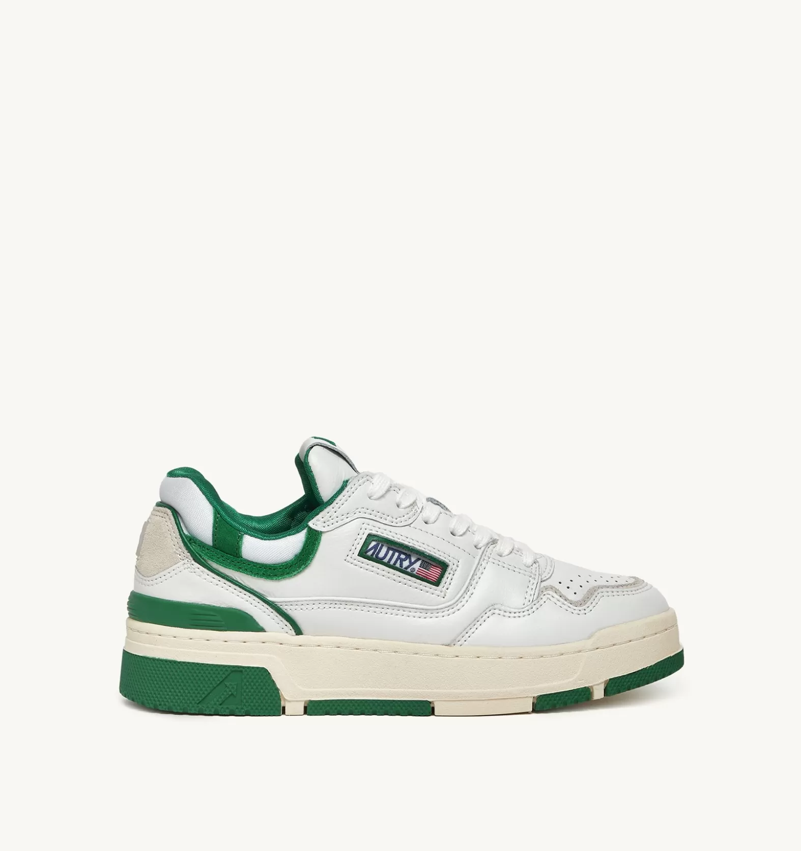 Clc^AUTRY Clc Sneakers In White Leather And Green Suede