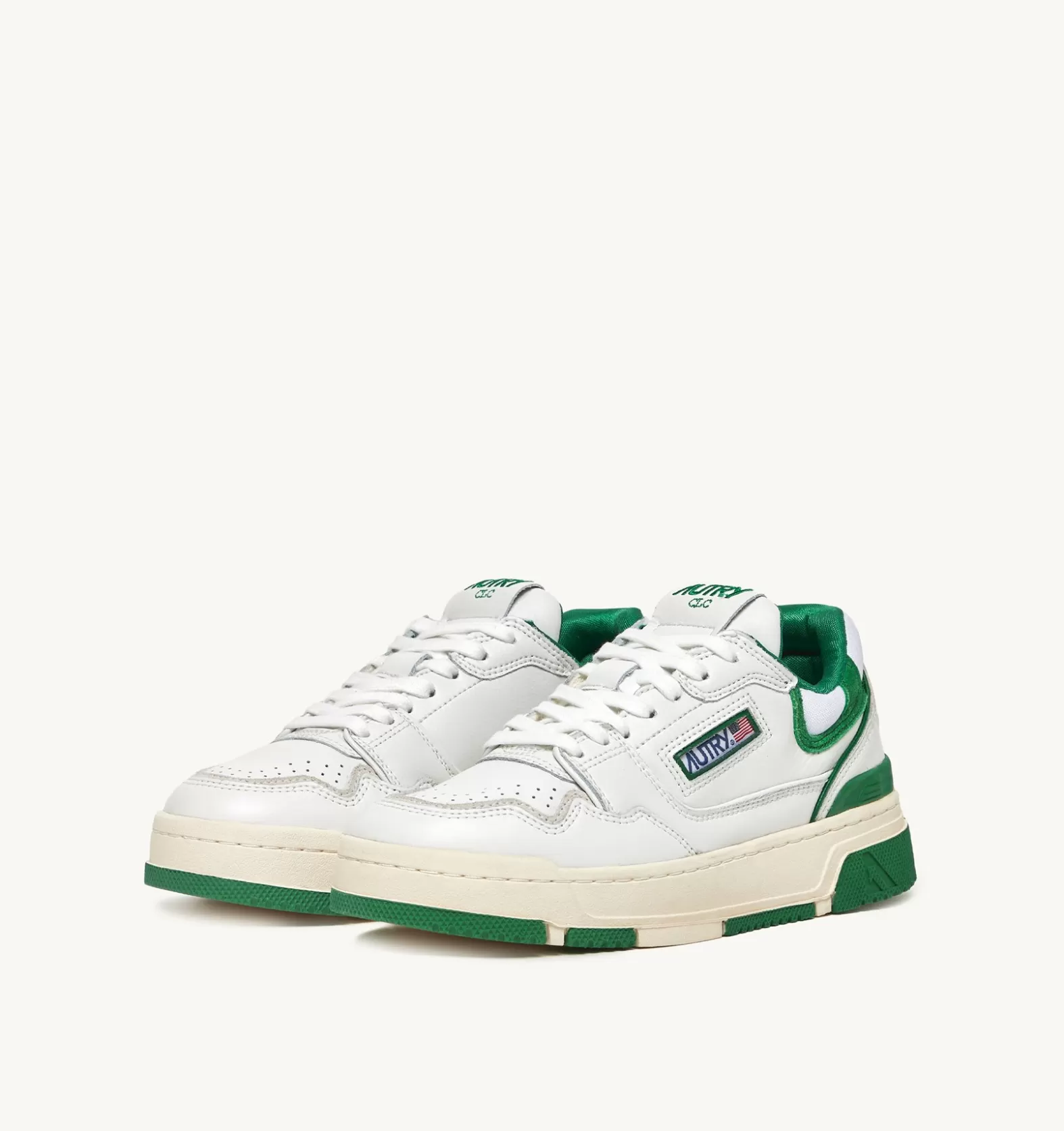 Clc^AUTRY Clc Sneakers In White Leather And Green Suede