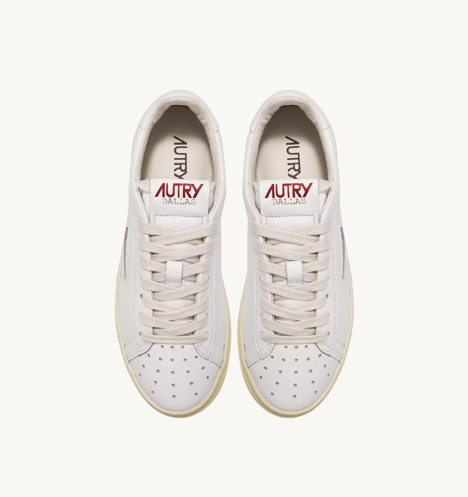 Dallas^AUTRY Dallas Low Sneaker In Leather And Foil Print Color White And Red