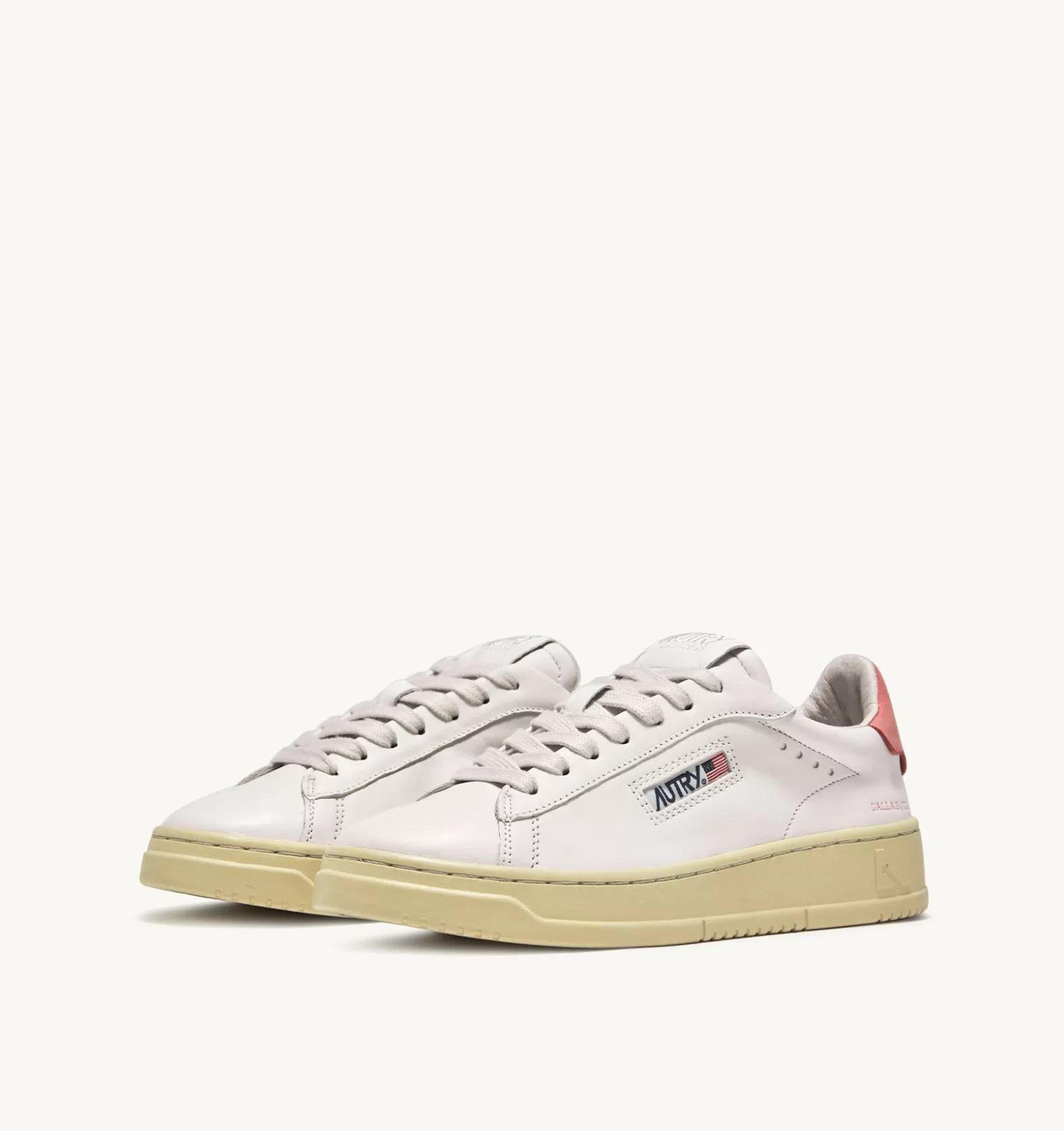 Dallas^AUTRY Dallas Low Sneakers In Goatskin And Nubuck Leather Color White And Pink