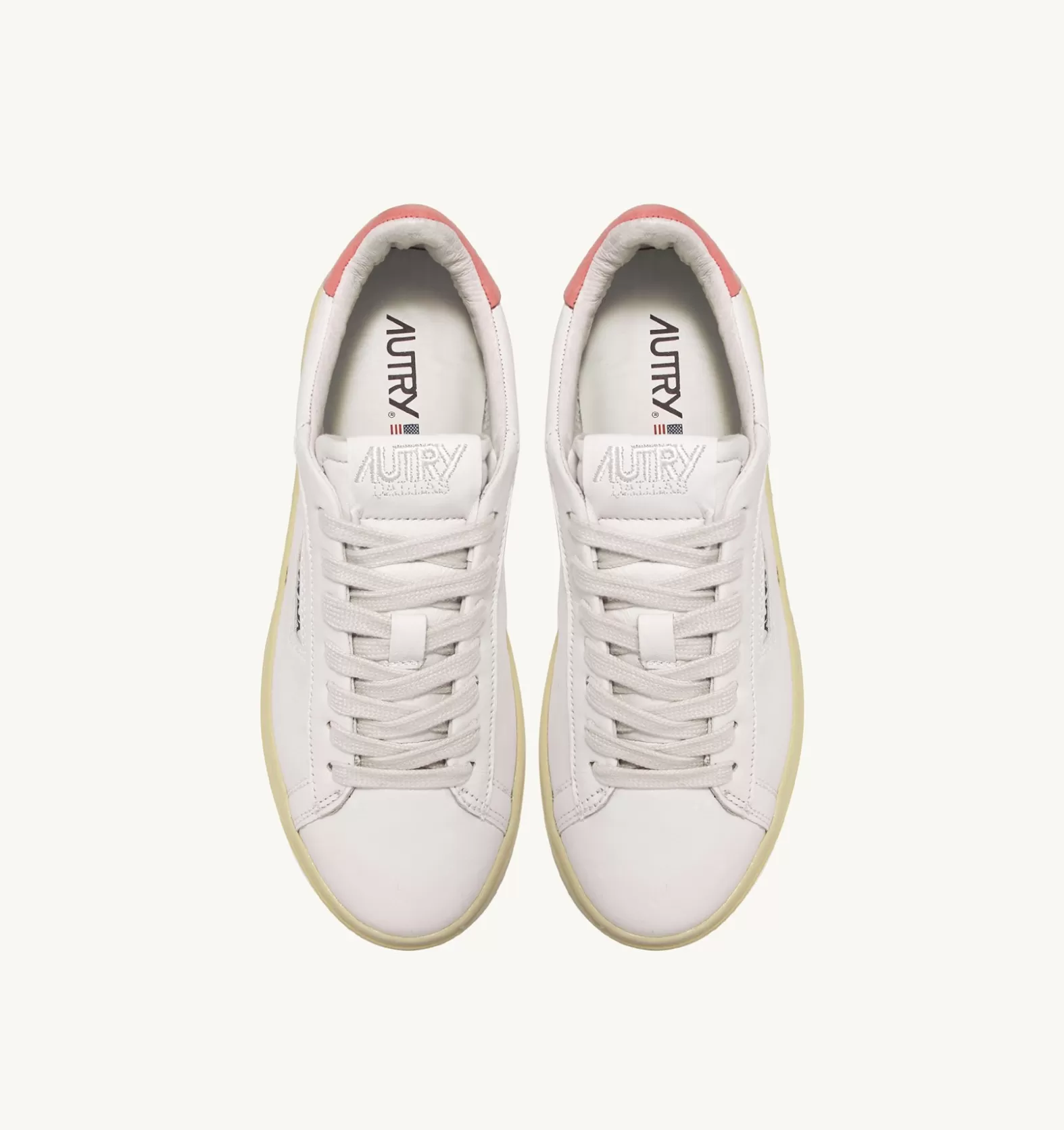 Dallas^AUTRY Dallas Low Sneakers In Goatskin And Nubuck Leather Color White And Pink