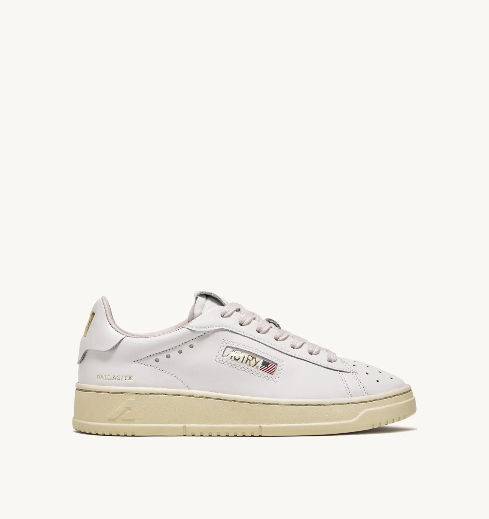 Dallas^AUTRY Dallas Low Sneakers In Leather And Foil Print Color White And Platinum