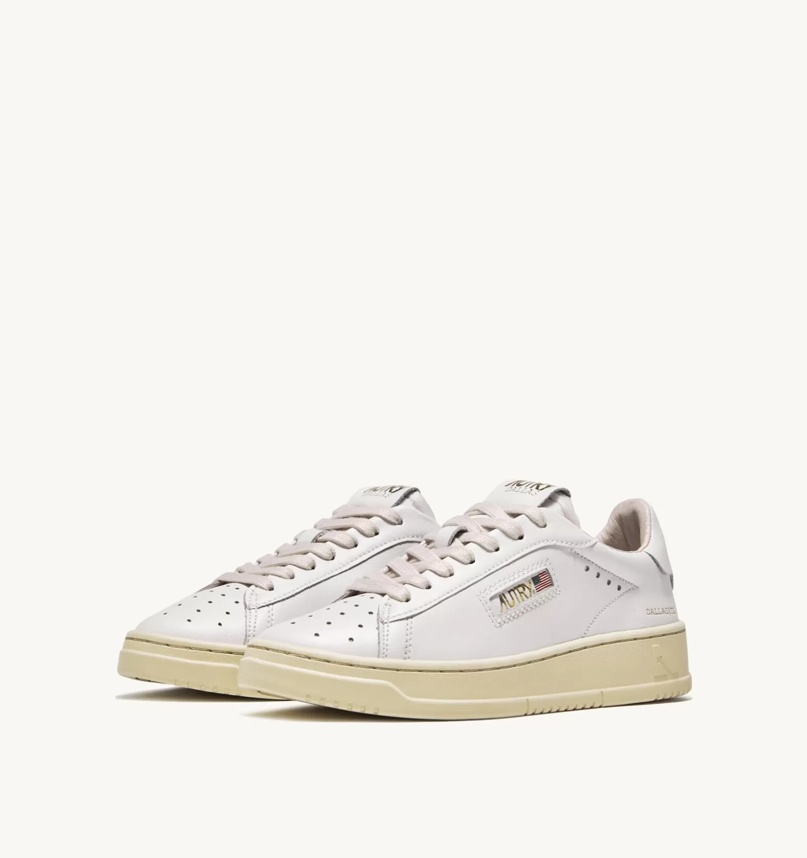 Dallas^AUTRY Dallas Low Sneakers In Leather And Foil Print Color White And Platinum