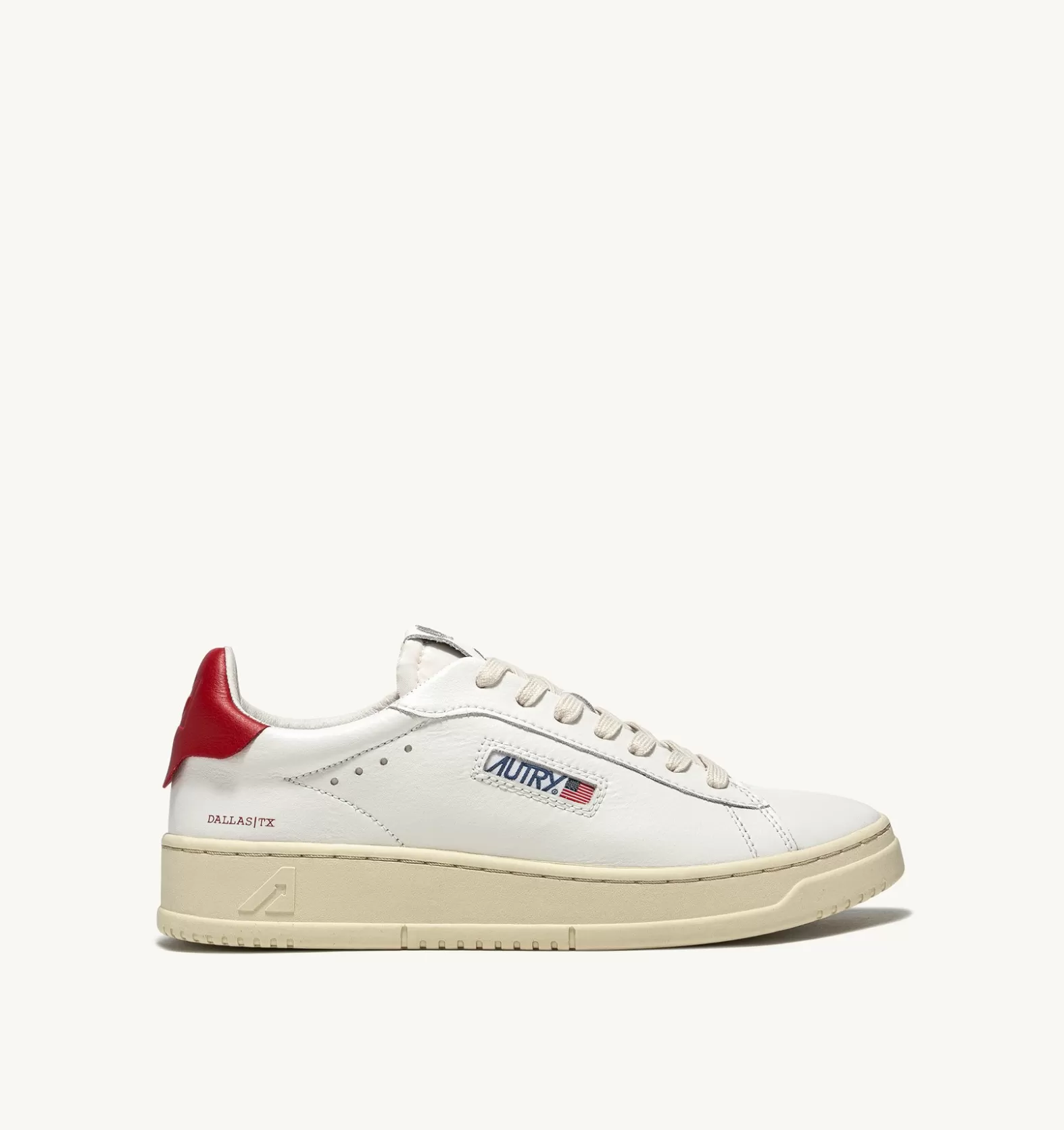 Dallas^AUTRY Dallas Low Sneakers In Leather Color White And Red
