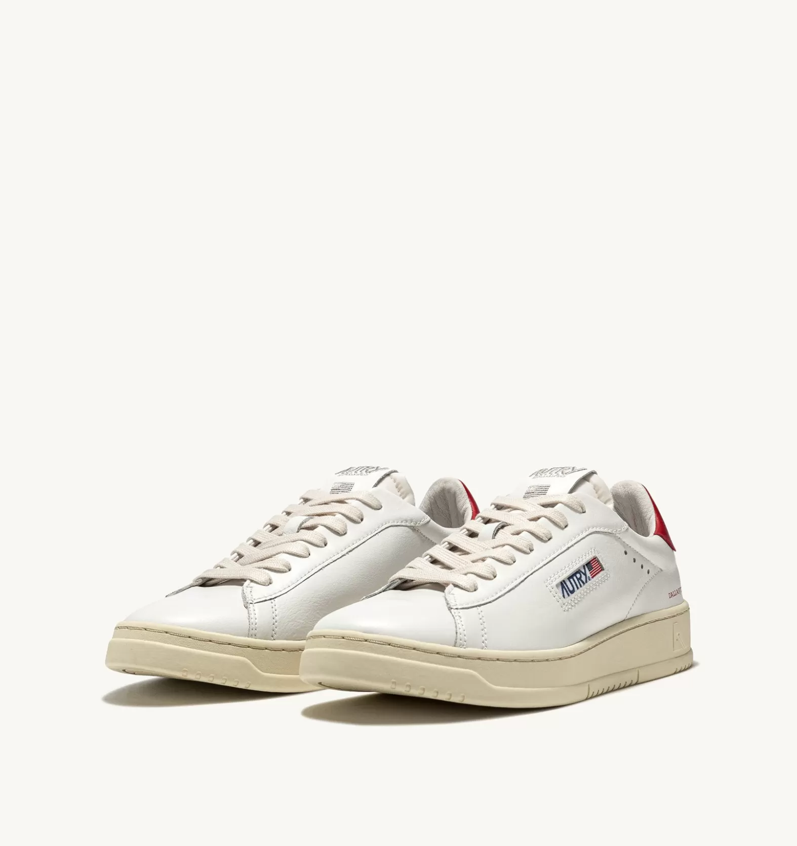 Dallas^AUTRY Dallas Low Sneakers In Leather Color White And Red