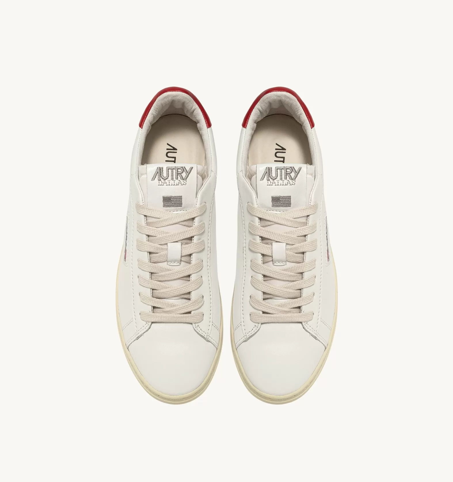Dallas^AUTRY Dallas Low Sneakers In Leather Color White And Red