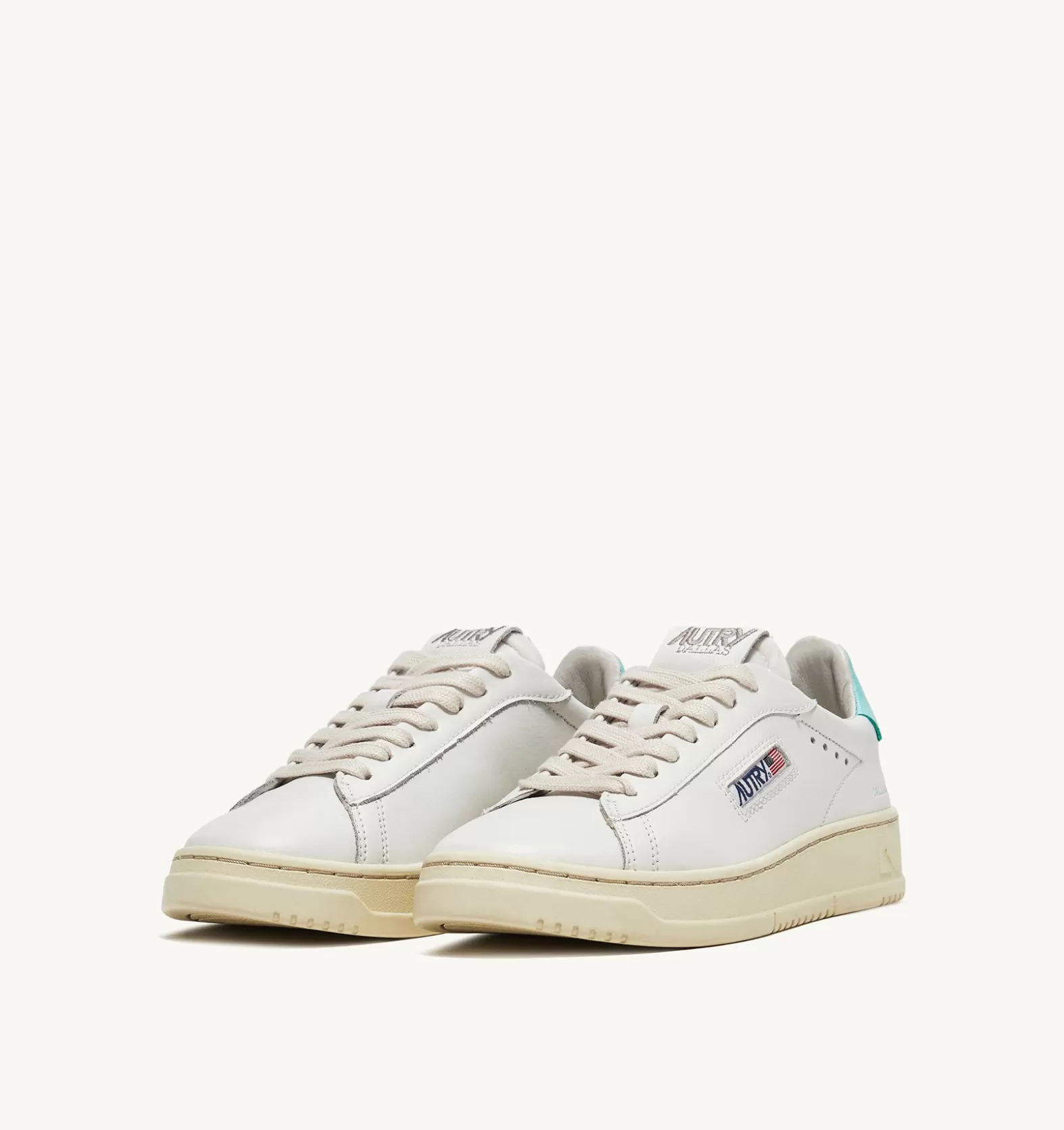 Dallas^AUTRY Dallas Low Sneakers In Leather Color White And Turquoise