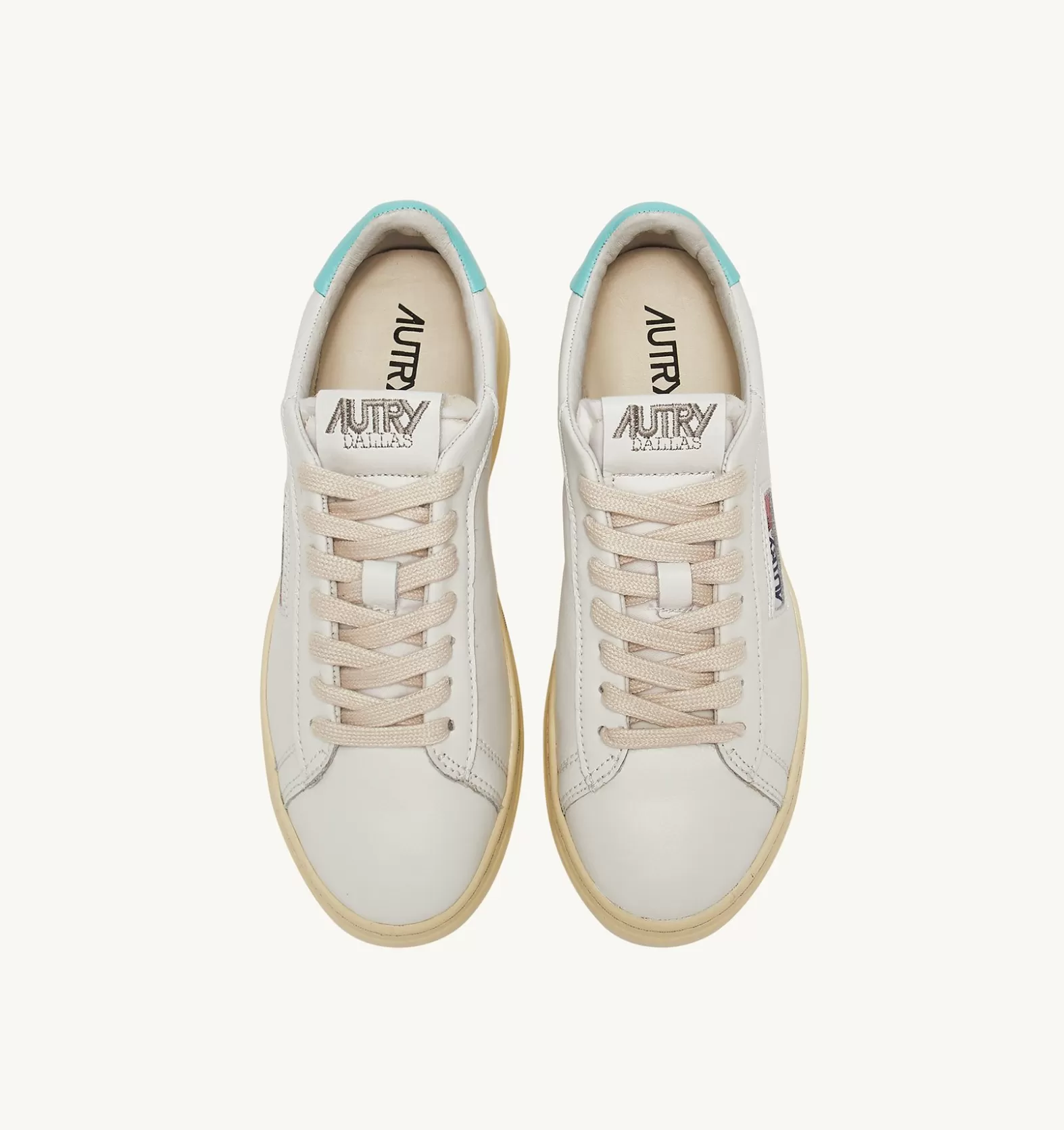 Dallas^AUTRY Dallas Low Sneakers In Leather Color White And Turquoise