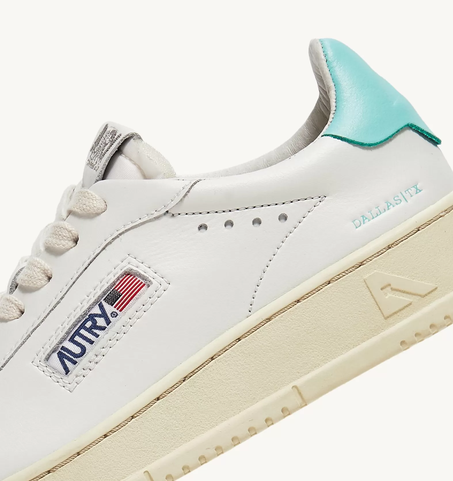 Dallas^AUTRY Dallas Low Sneakers In Leather Color White And Turquoise