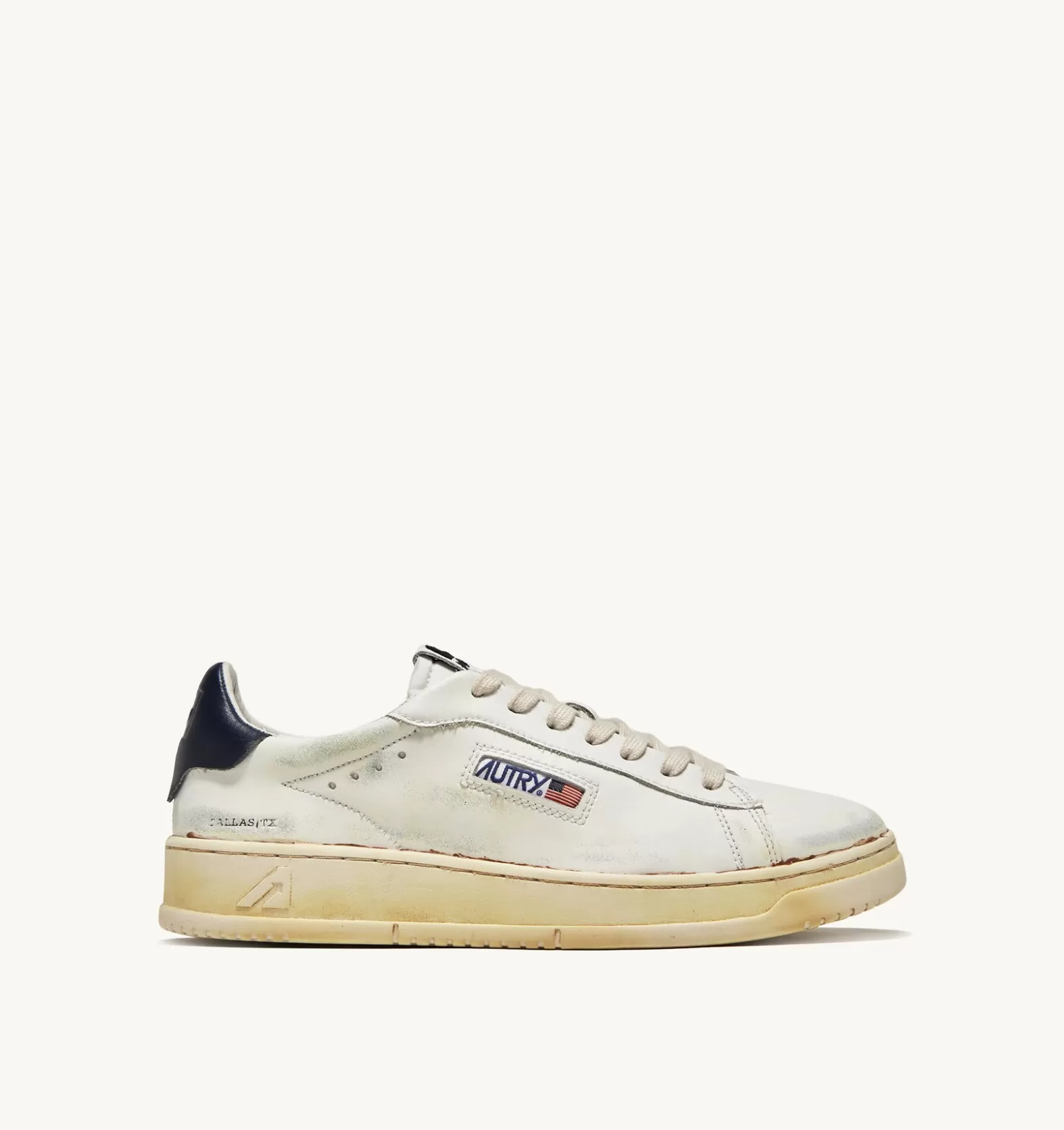 Super Vintage^AUTRY Glue-Finish Dallas Low Vintage Sneakers In Leather Color White And Blue