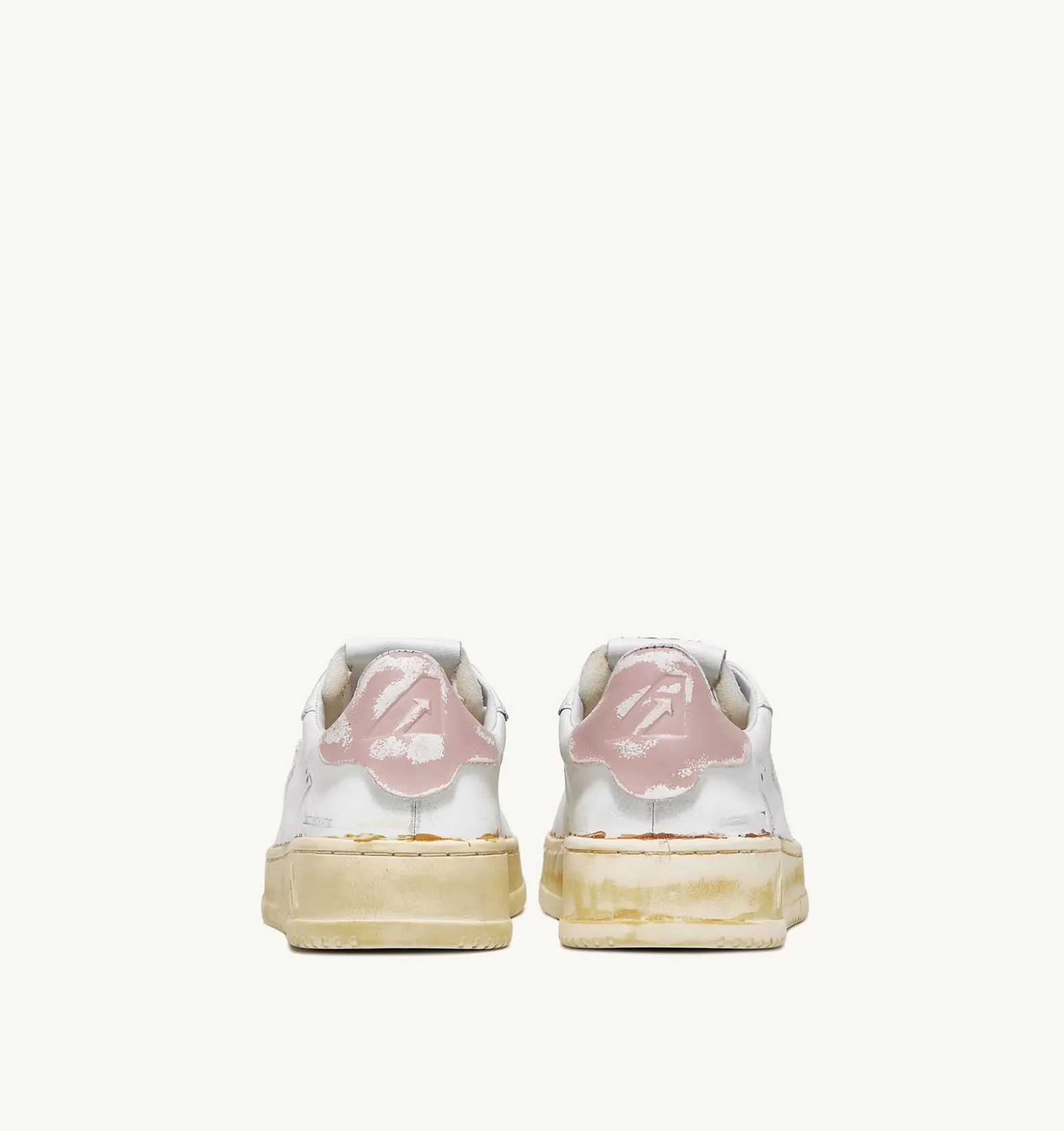 Super Vintage^AUTRY Glue-Finish Dallas Low Vintage Sneakers In Leather Color White And Powder Pink