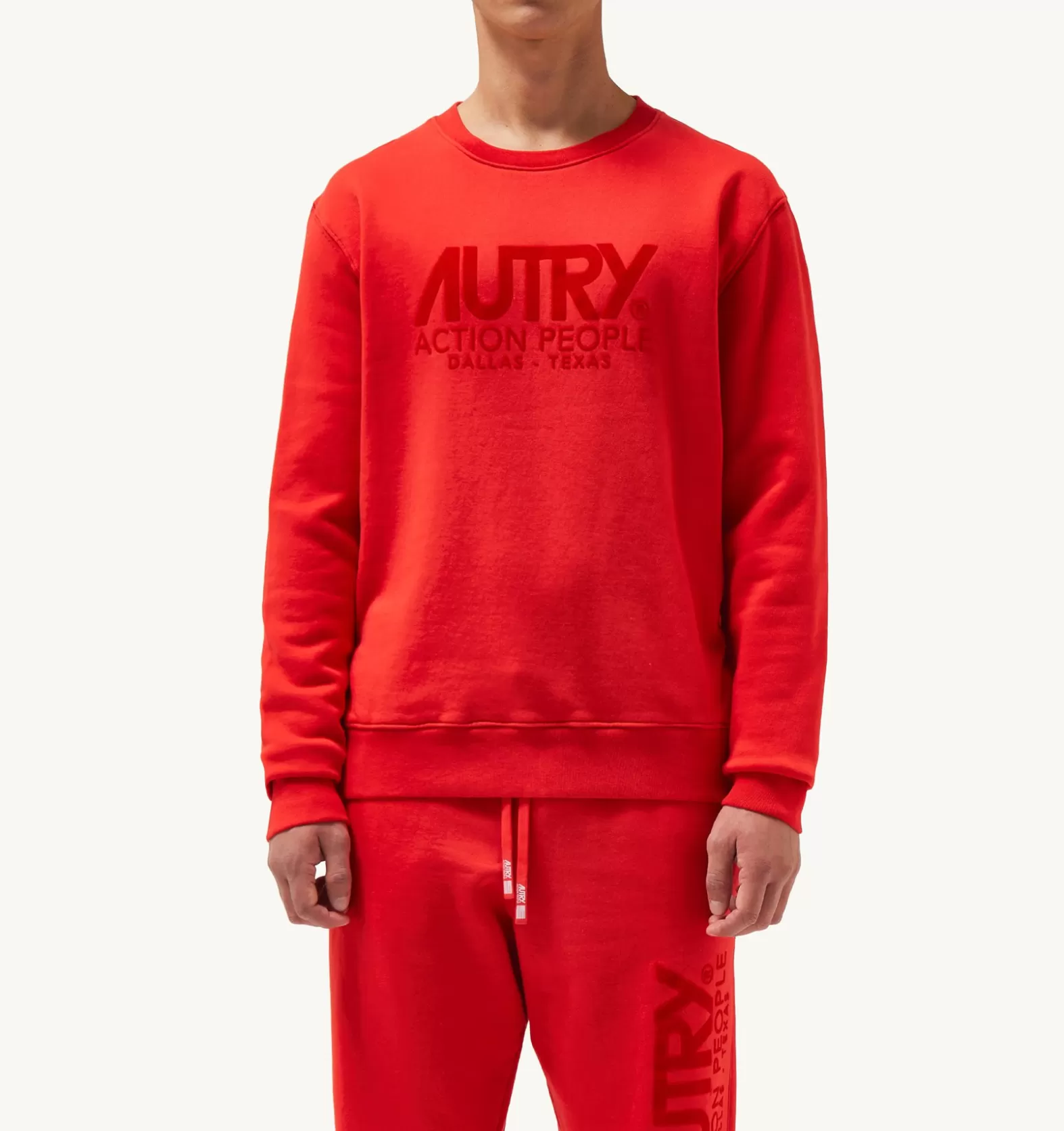 Top^AUTRY Iconic Flock Crew Neck Sweatshirt Color Red