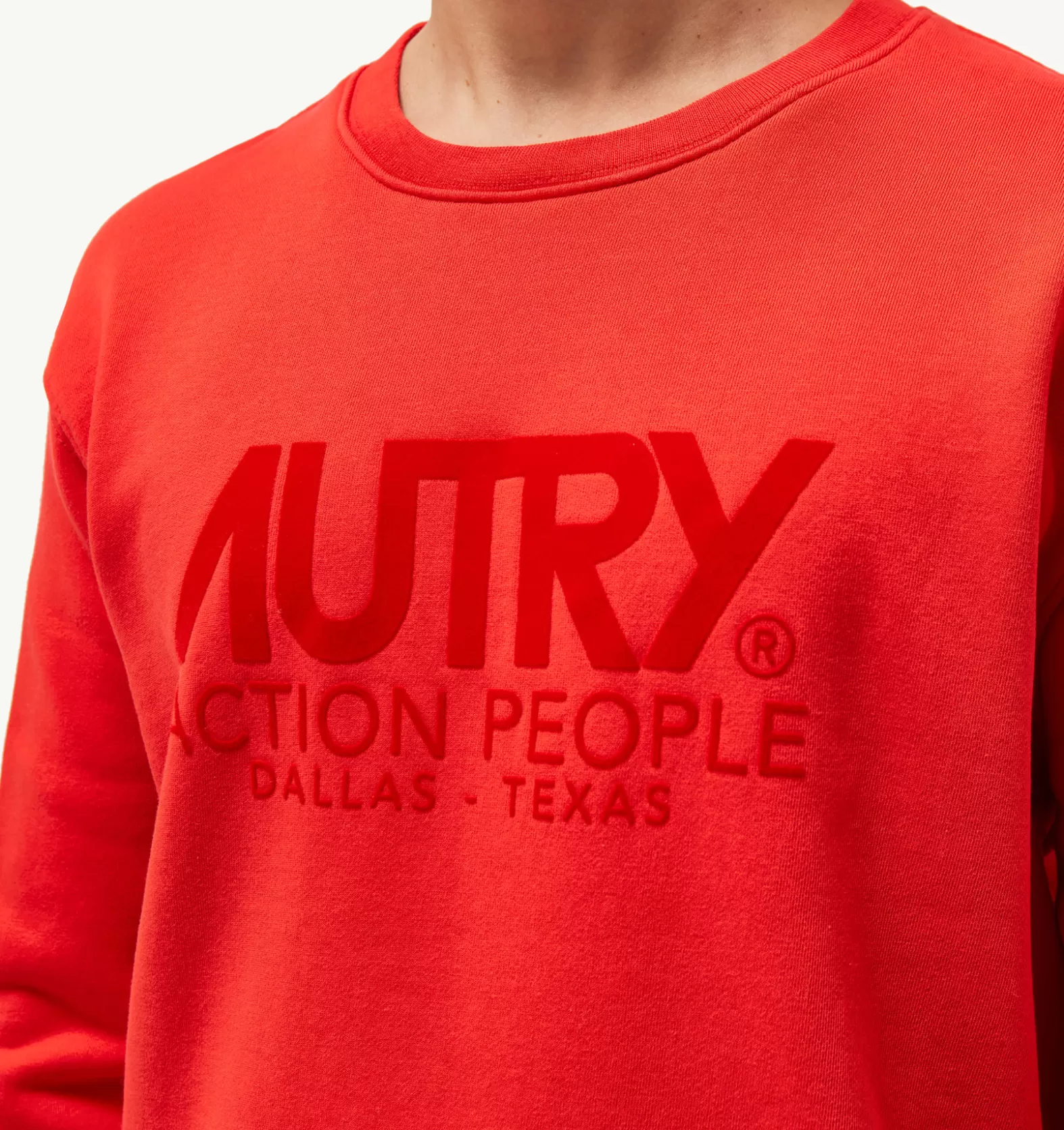 Top^AUTRY Iconic Flock Crew Neck Sweatshirt Color Red