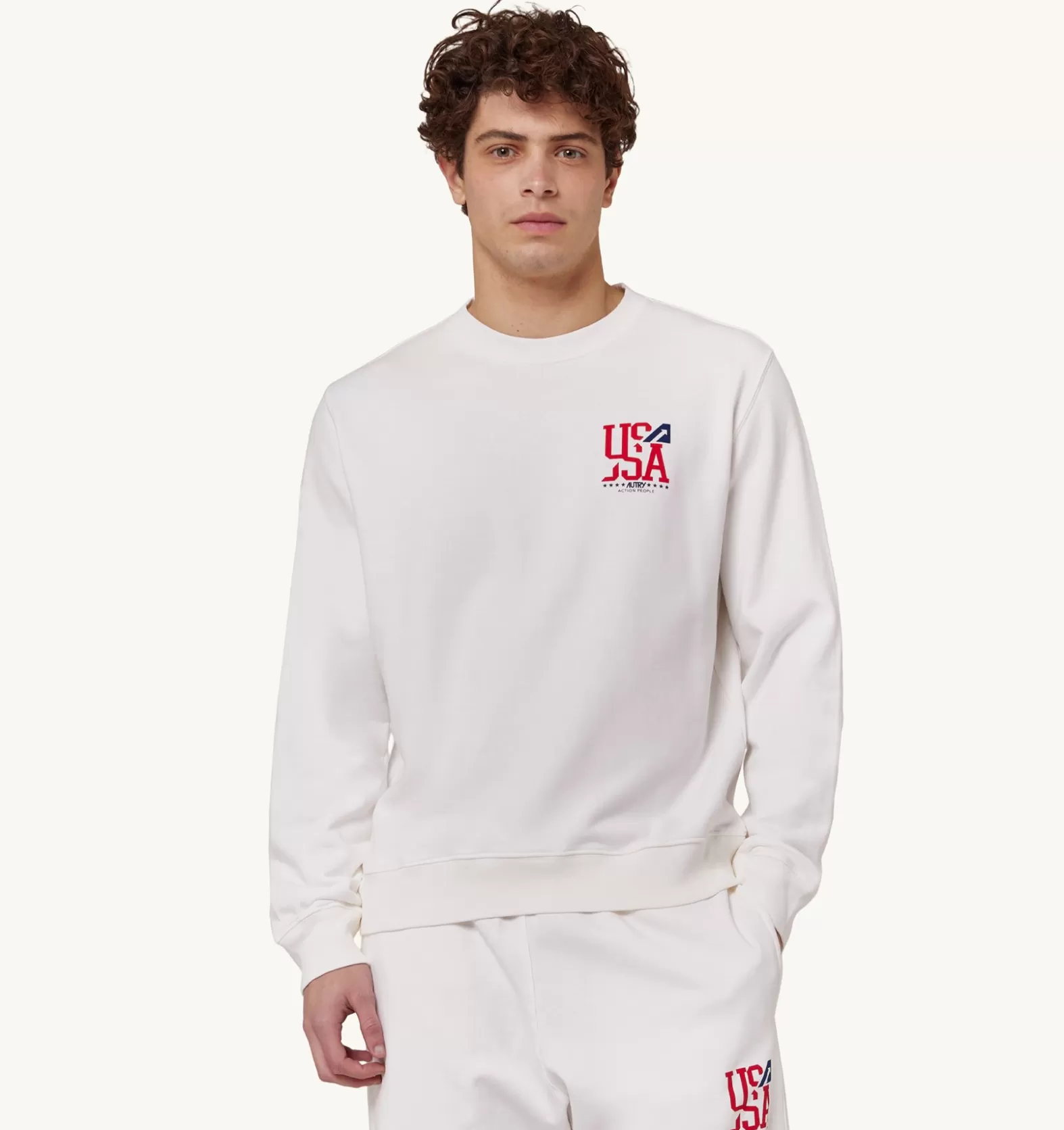 Top^AUTRY Iconic Logo Crew Neck Sweatshirt Color White