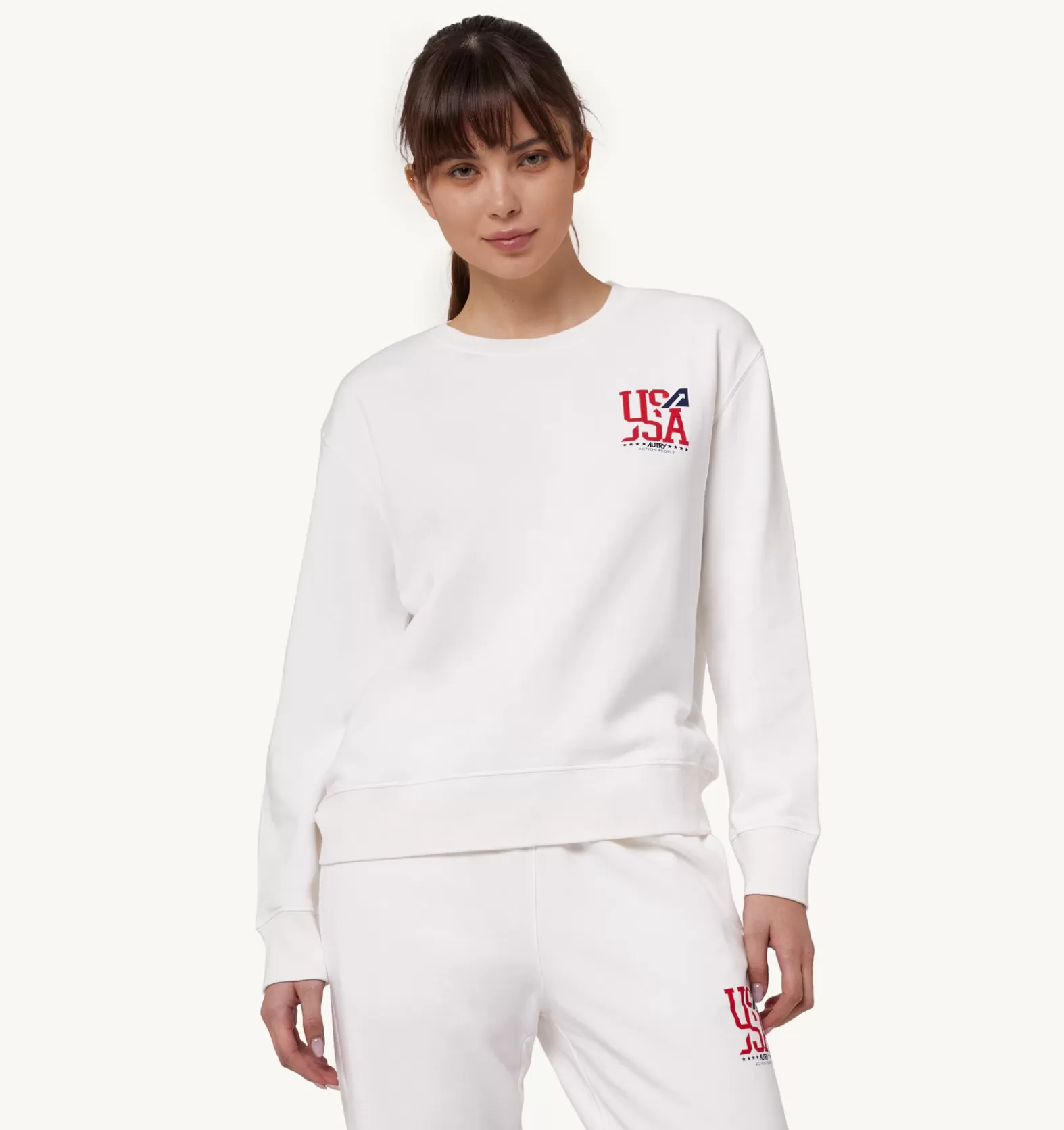 Top^AUTRY Iconic Logo Crew Neck Sweatshirt Color White