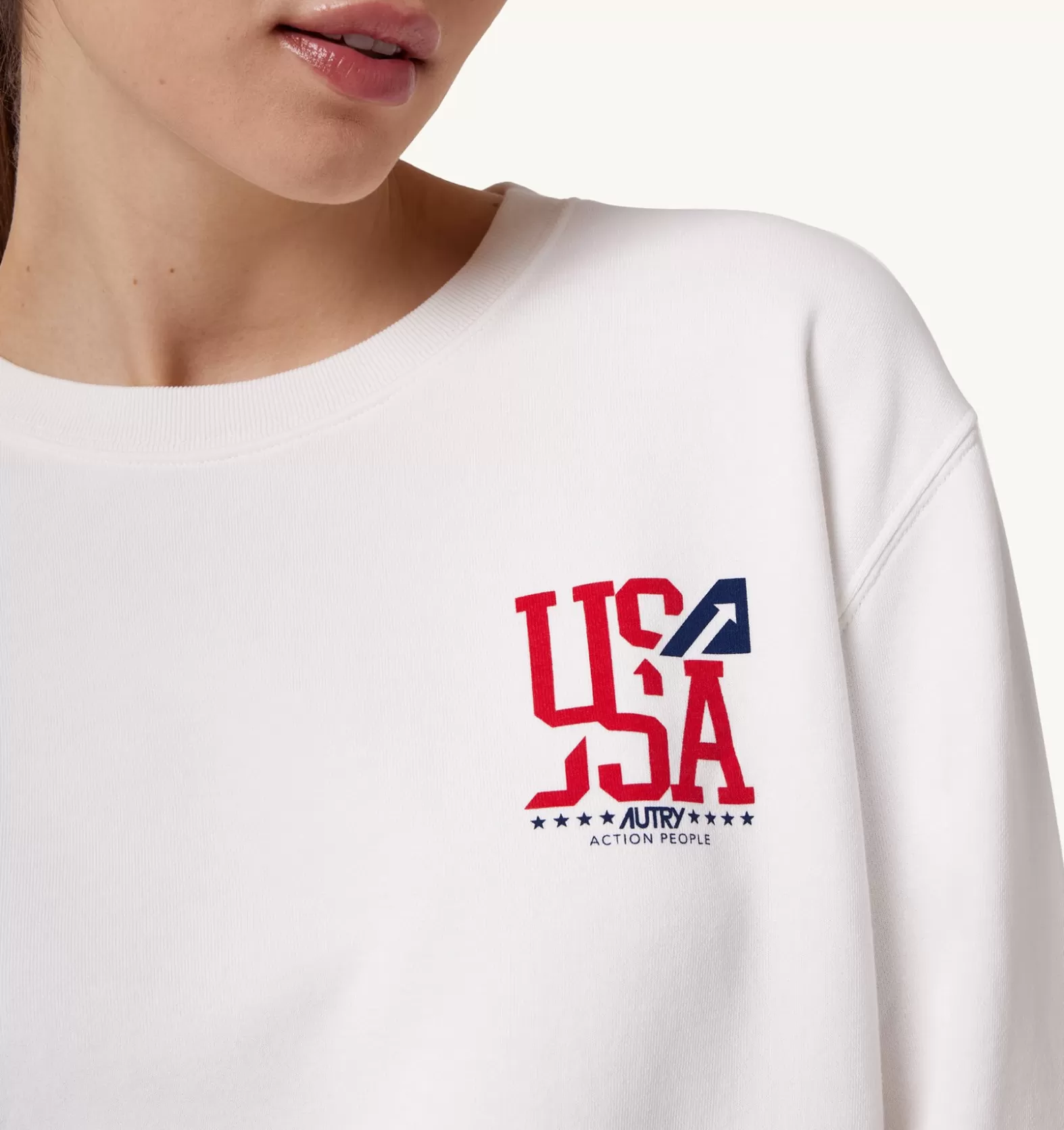 Top^AUTRY Iconic Logo Crew Neck Sweatshirt Color White