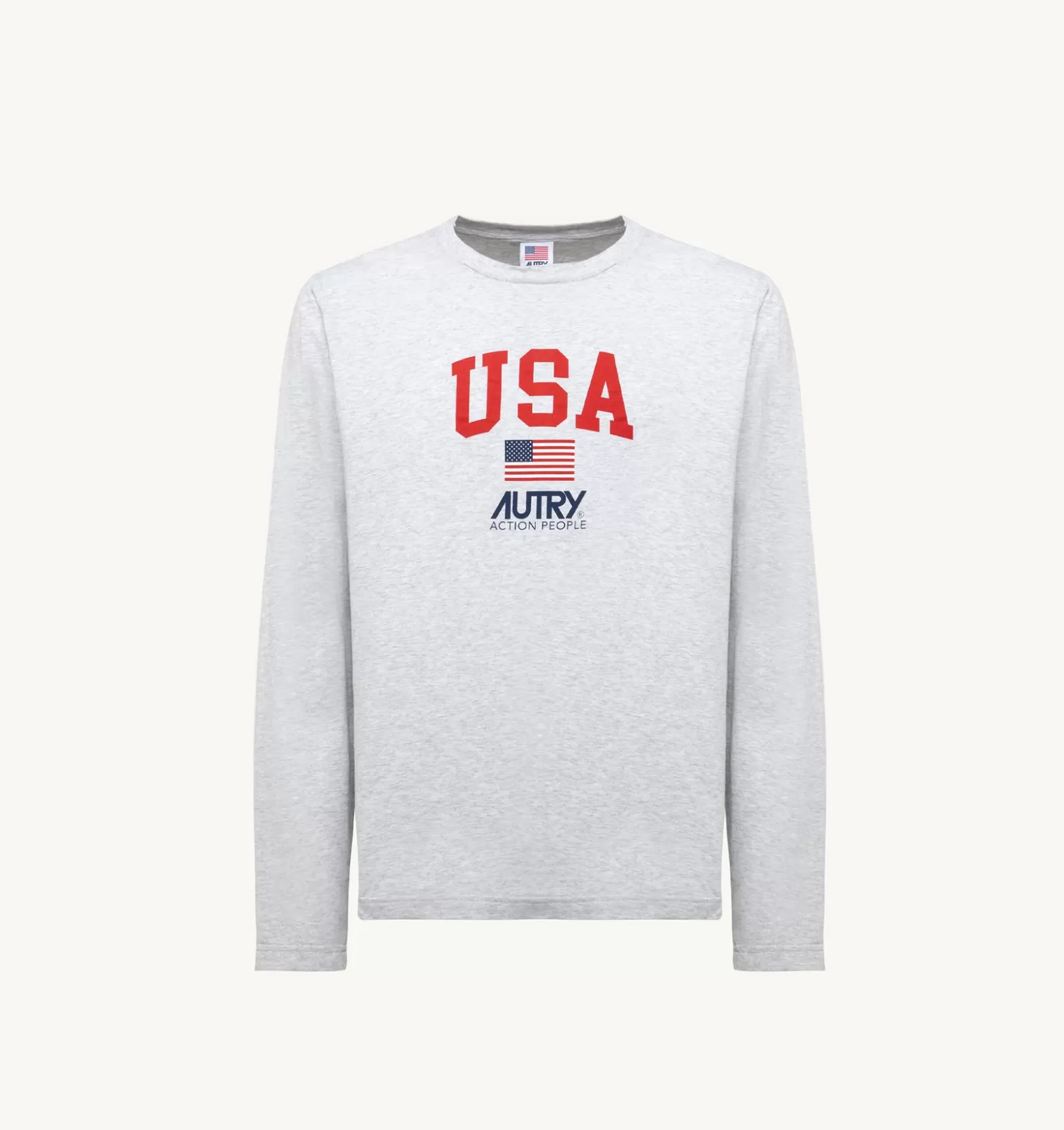 Top^AUTRY Iconic Logo Long Sleeve Crew Neck T-Shirt Color Melange Gray