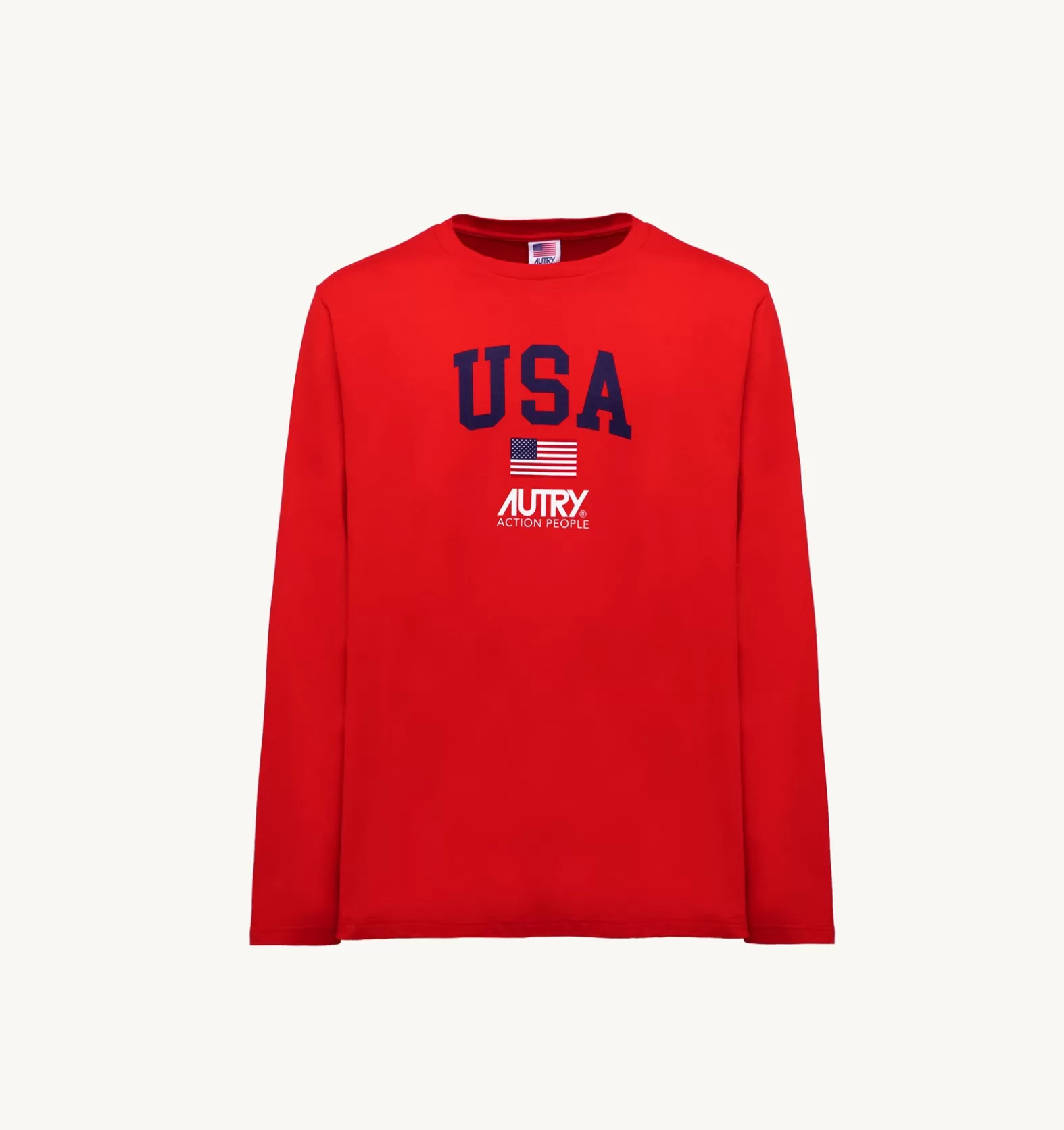 Top^AUTRY Iconic Logo Long Sleeve Crew Neck T-Shirt Color Red