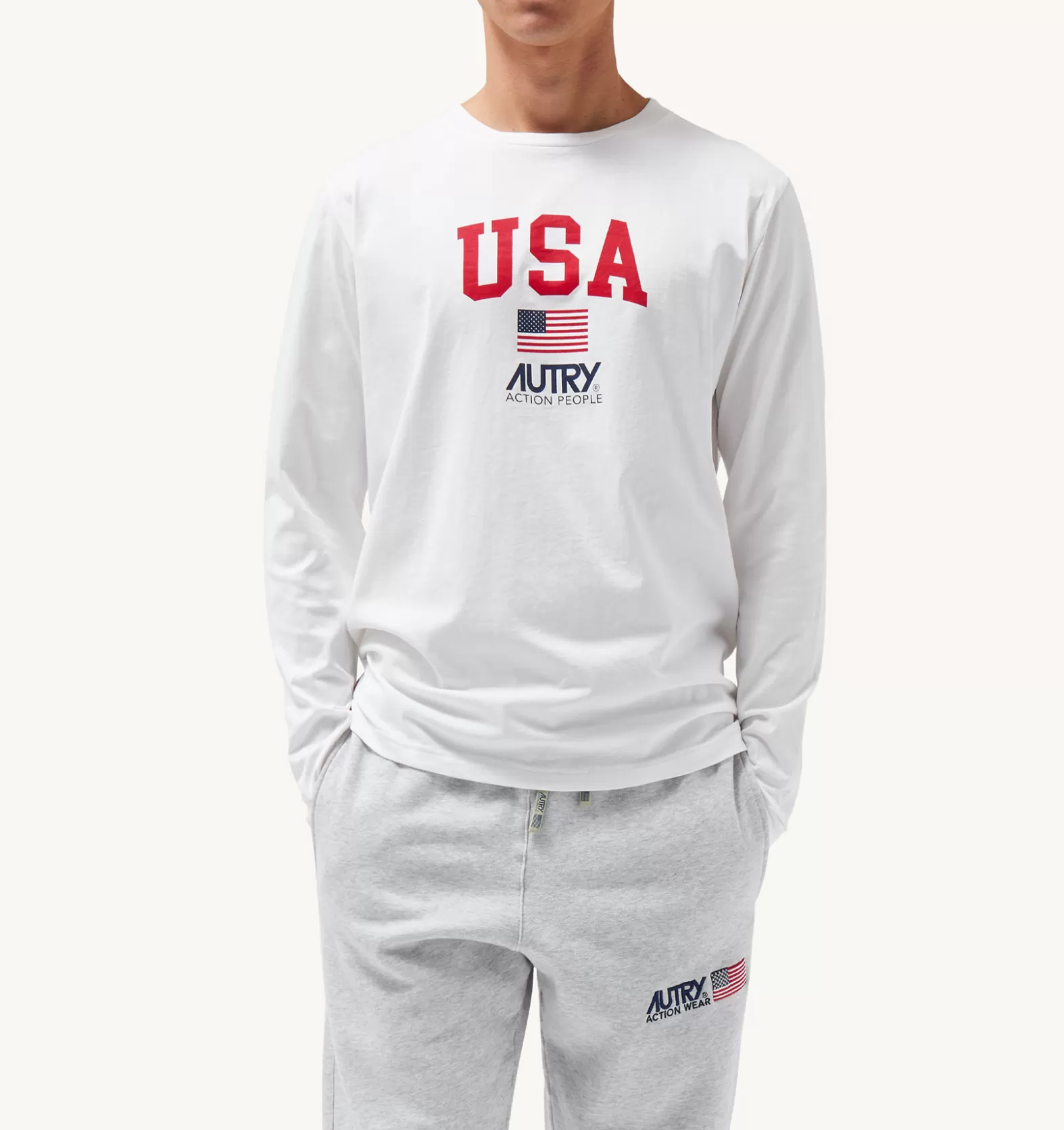 Top^AUTRY Iconic Logo Long Sleeve Crew Neck T-Shirt Color White