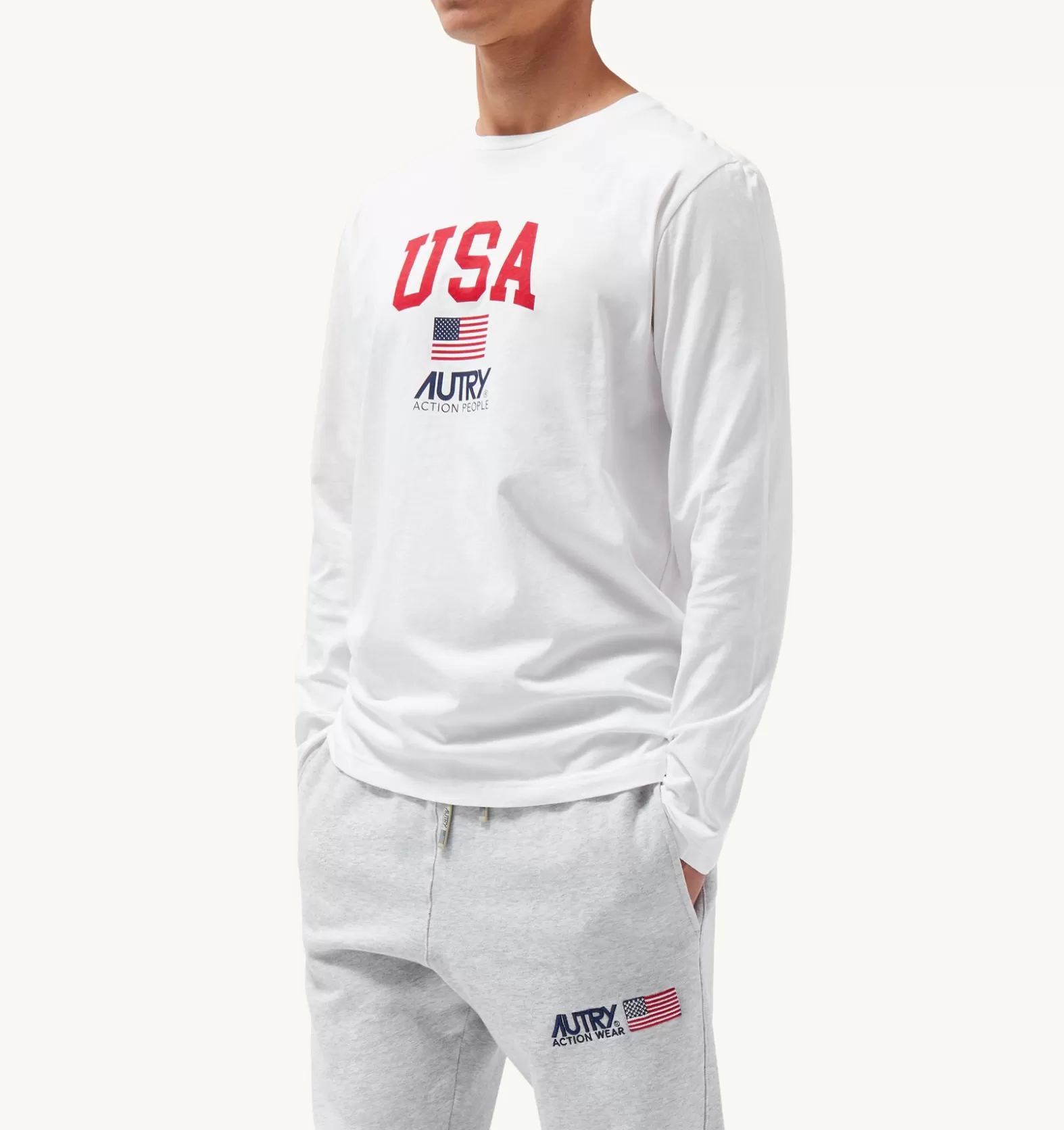 Top^AUTRY Iconic Logo Long Sleeve Crew Neck T-Shirt Color White