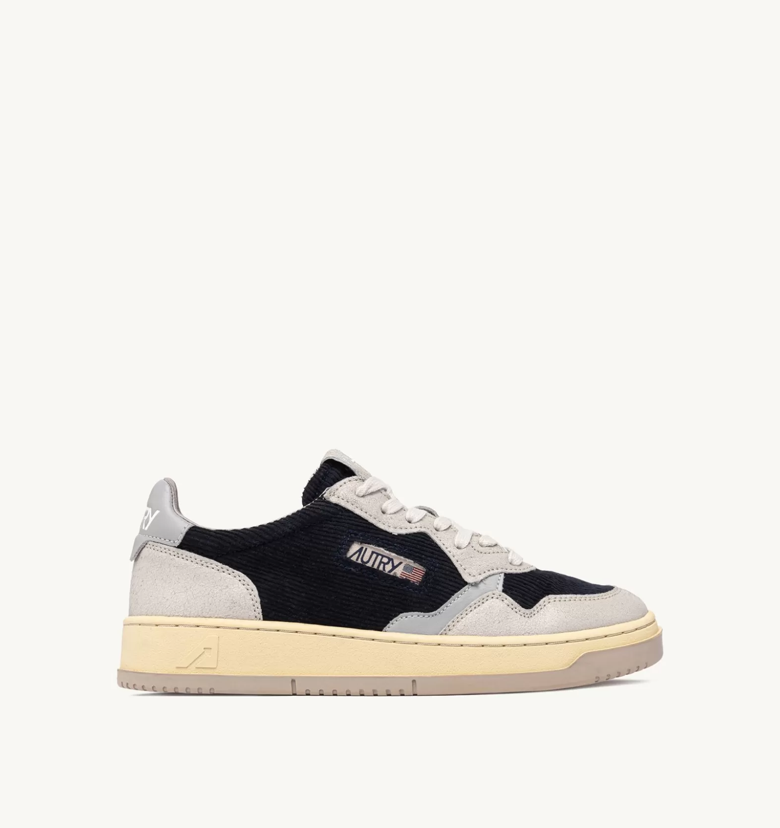 Medalist^AUTRY Medalist Low Sneakers In Gray Leather And Blue Ribbed Wool