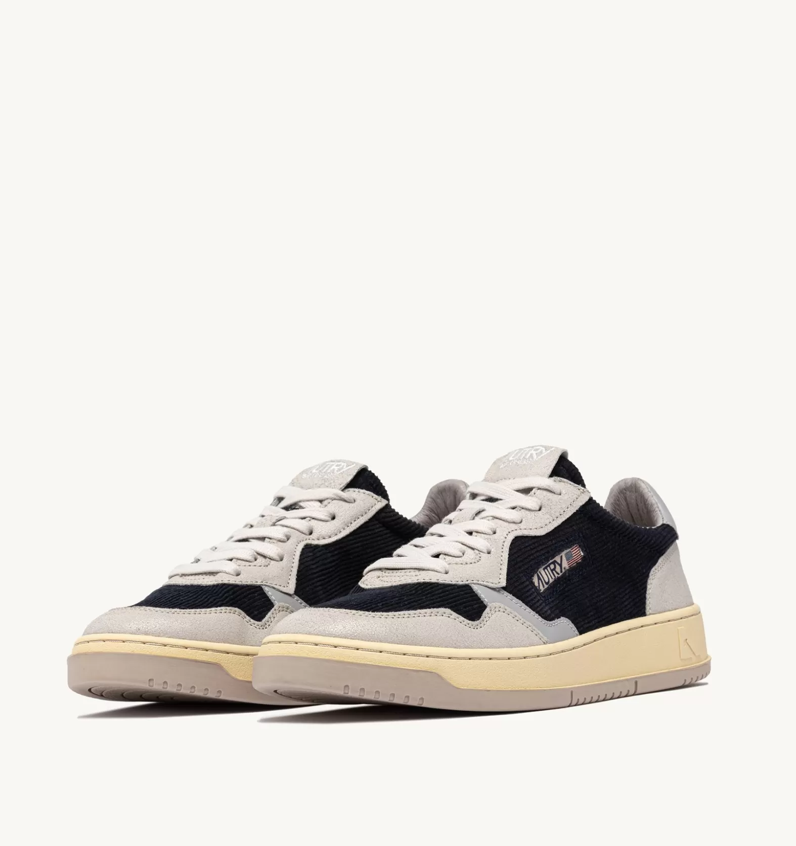 Medalist^AUTRY Medalist Low Sneakers In Gray Leather And Blue Ribbed Wool