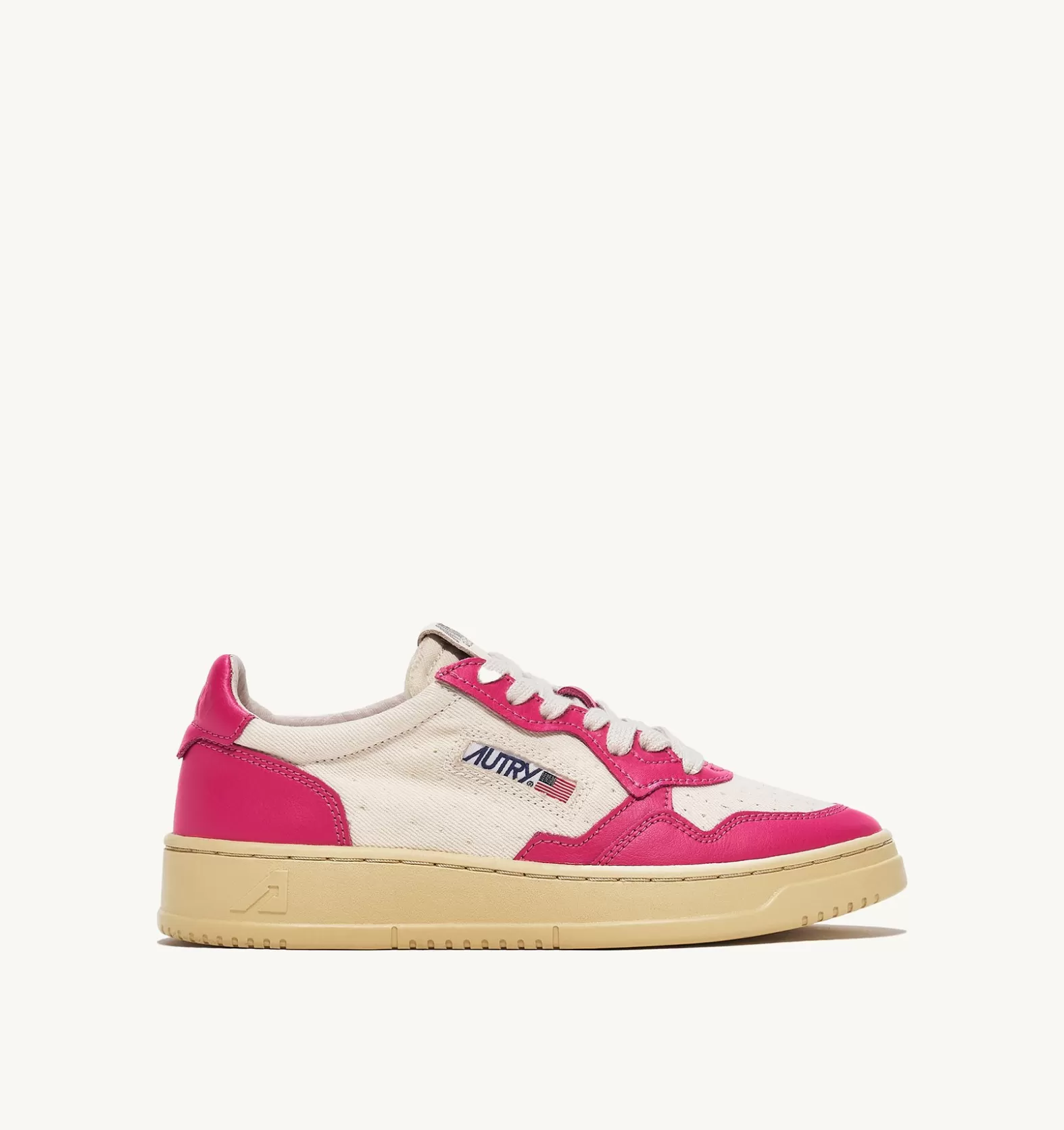 Medalist^AUTRY Medalist Low Sneakers In Leather And Canvas Color White And Bubble Tone