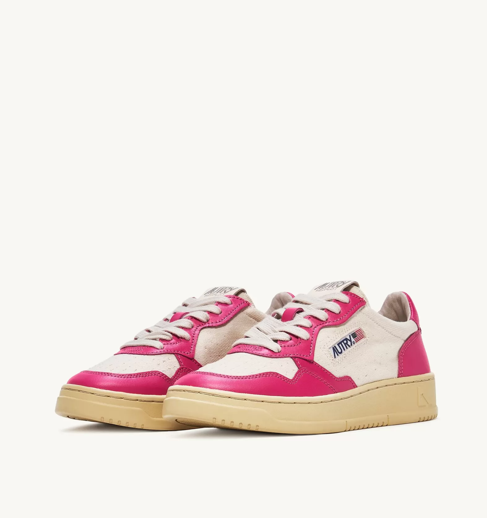 Medalist^AUTRY Medalist Low Sneakers In Leather And Canvas Color White And Bubble Tone