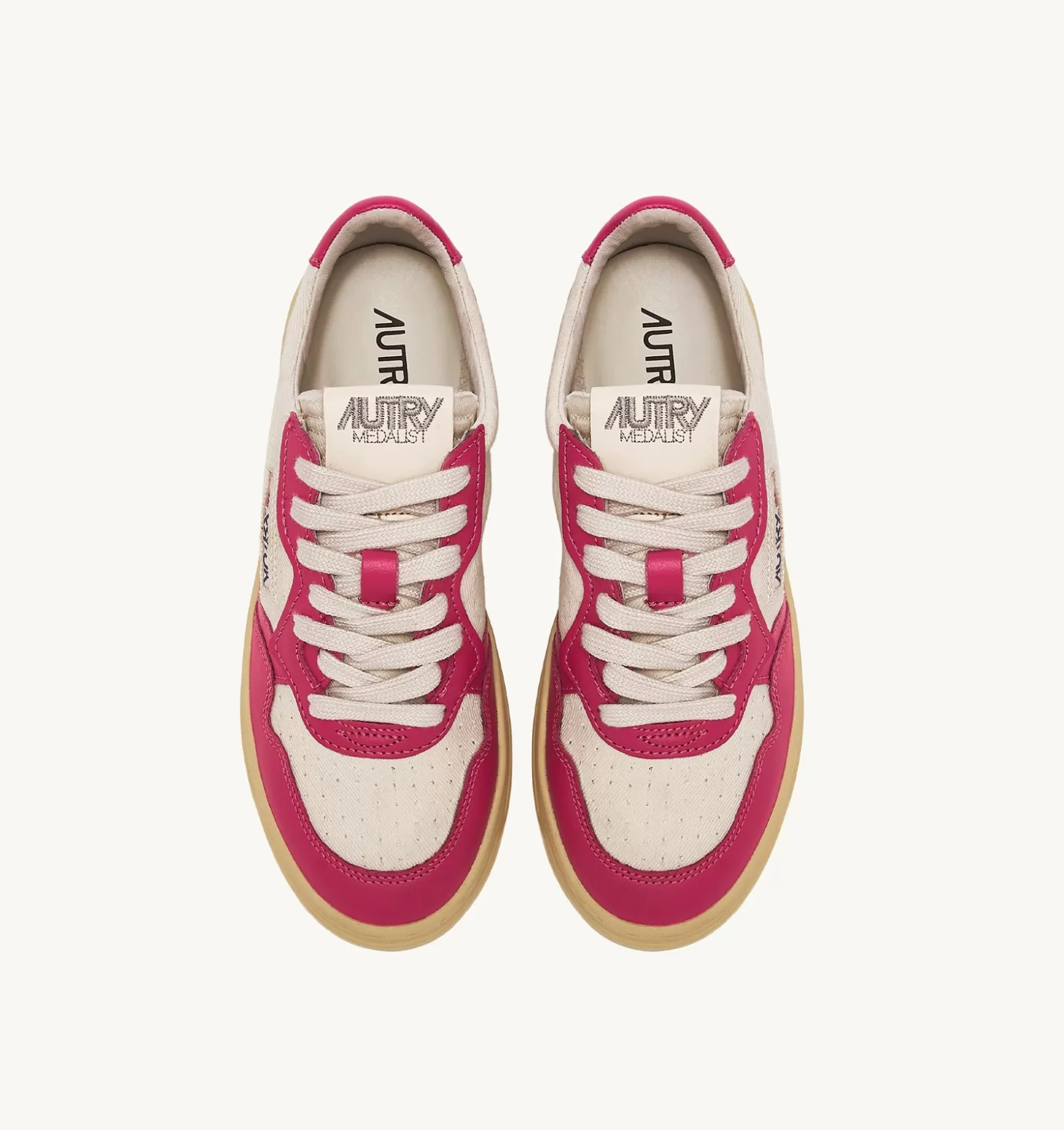 Medalist^AUTRY Medalist Low Sneakers In Leather And Canvas Color White And Bubble Tone