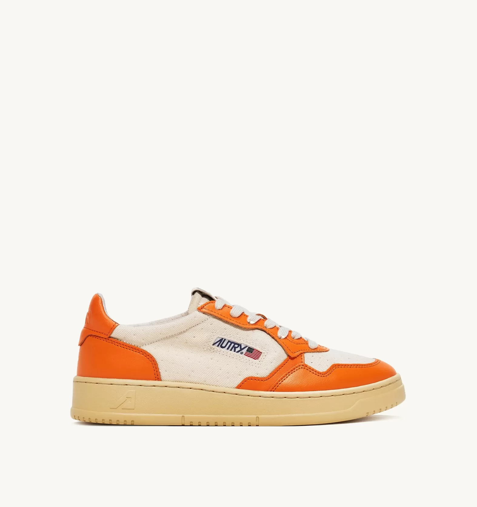 Medalist^AUTRY Medalist Low Sneakers In Leather And Canvas Color White And Orange
