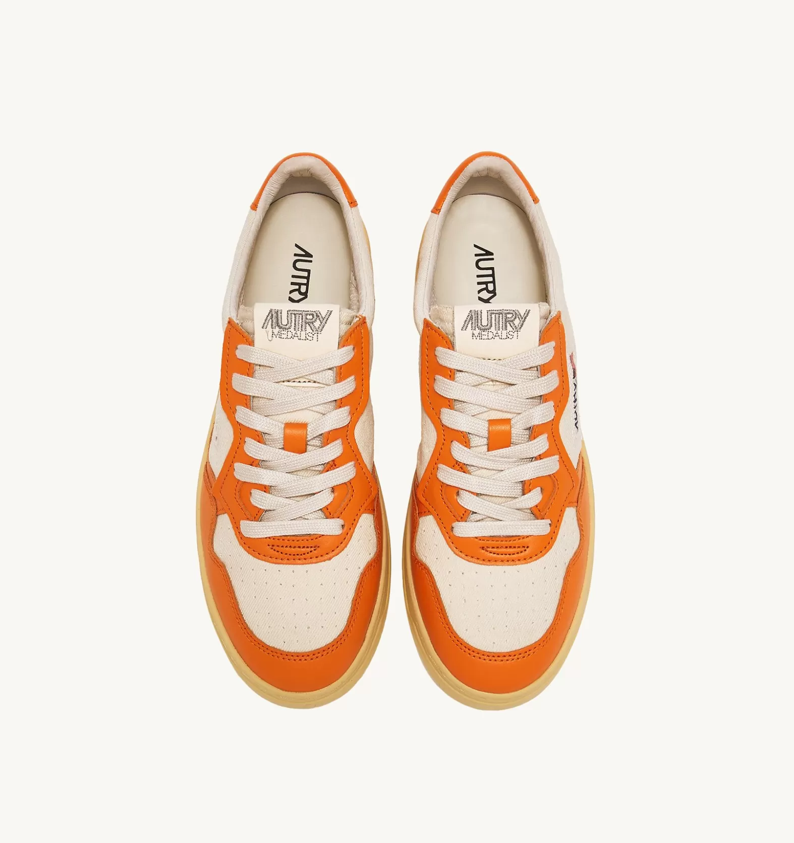 Medalist^AUTRY Medalist Low Sneakers In Leather And Canvas Color White And Orange