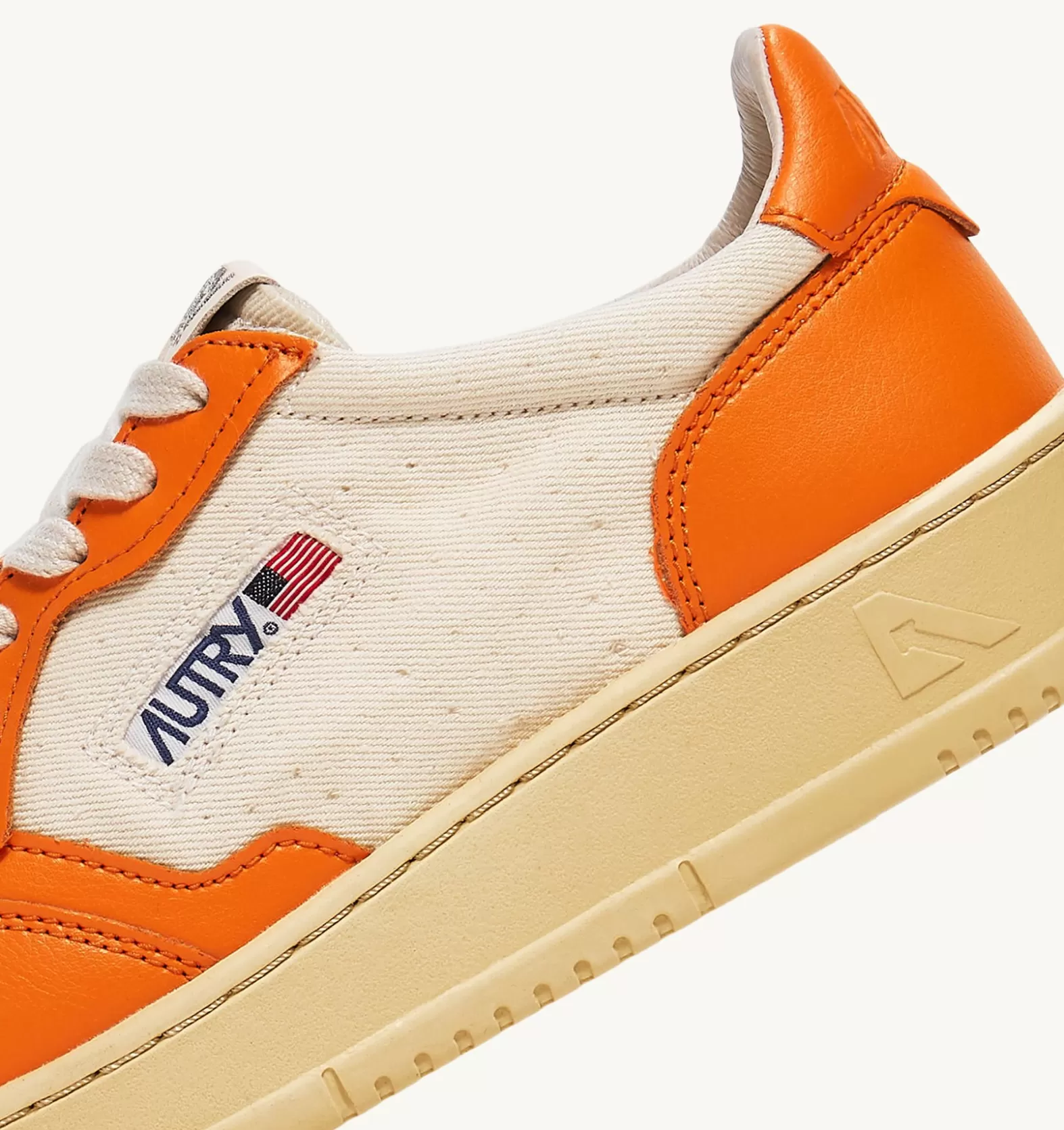 Medalist^AUTRY Medalist Low Sneakers In Leather And Canvas Color White And Orange