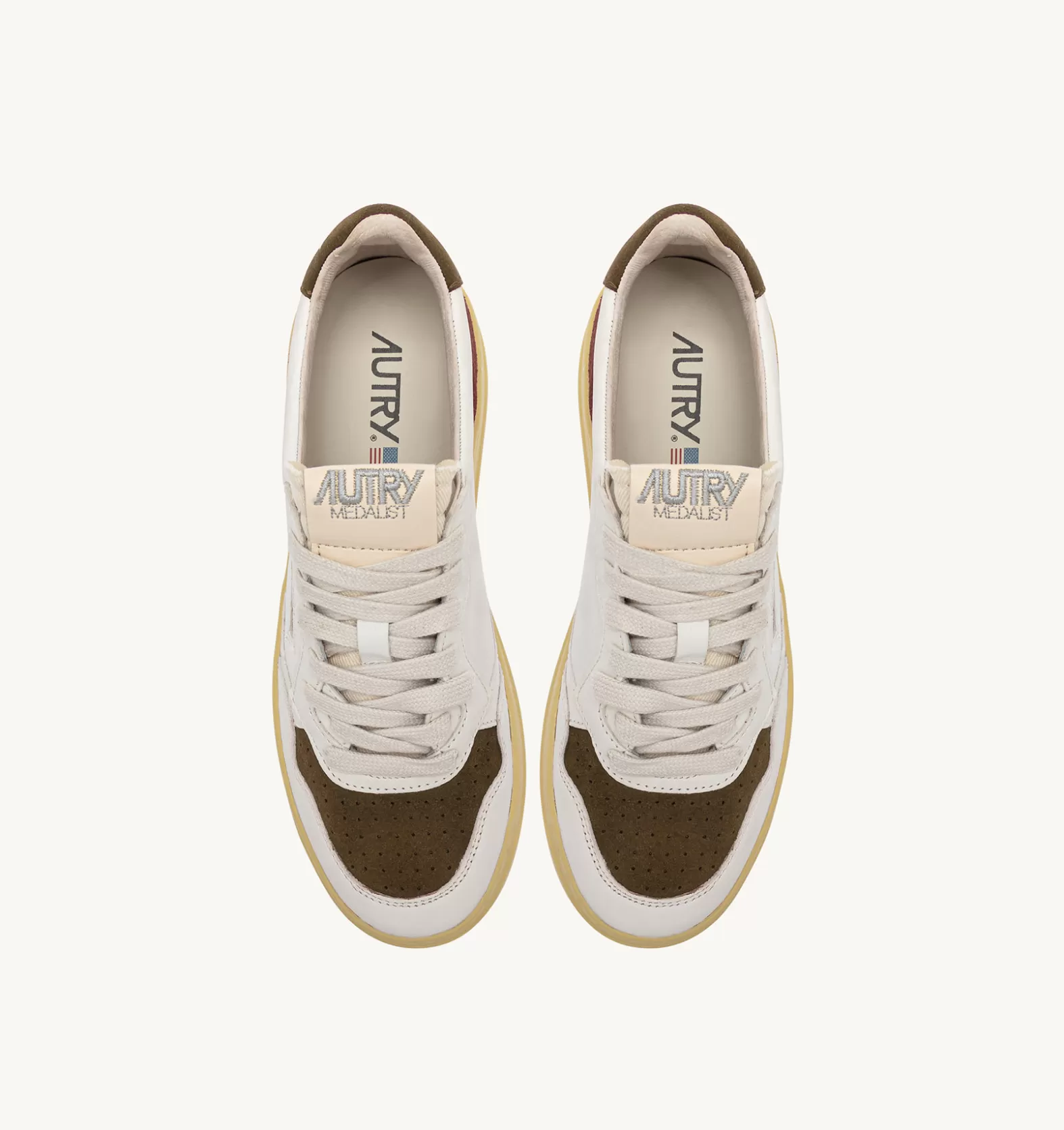 Medalist^AUTRY Medalist Low Sneakers In Leather And Suede White And Brown