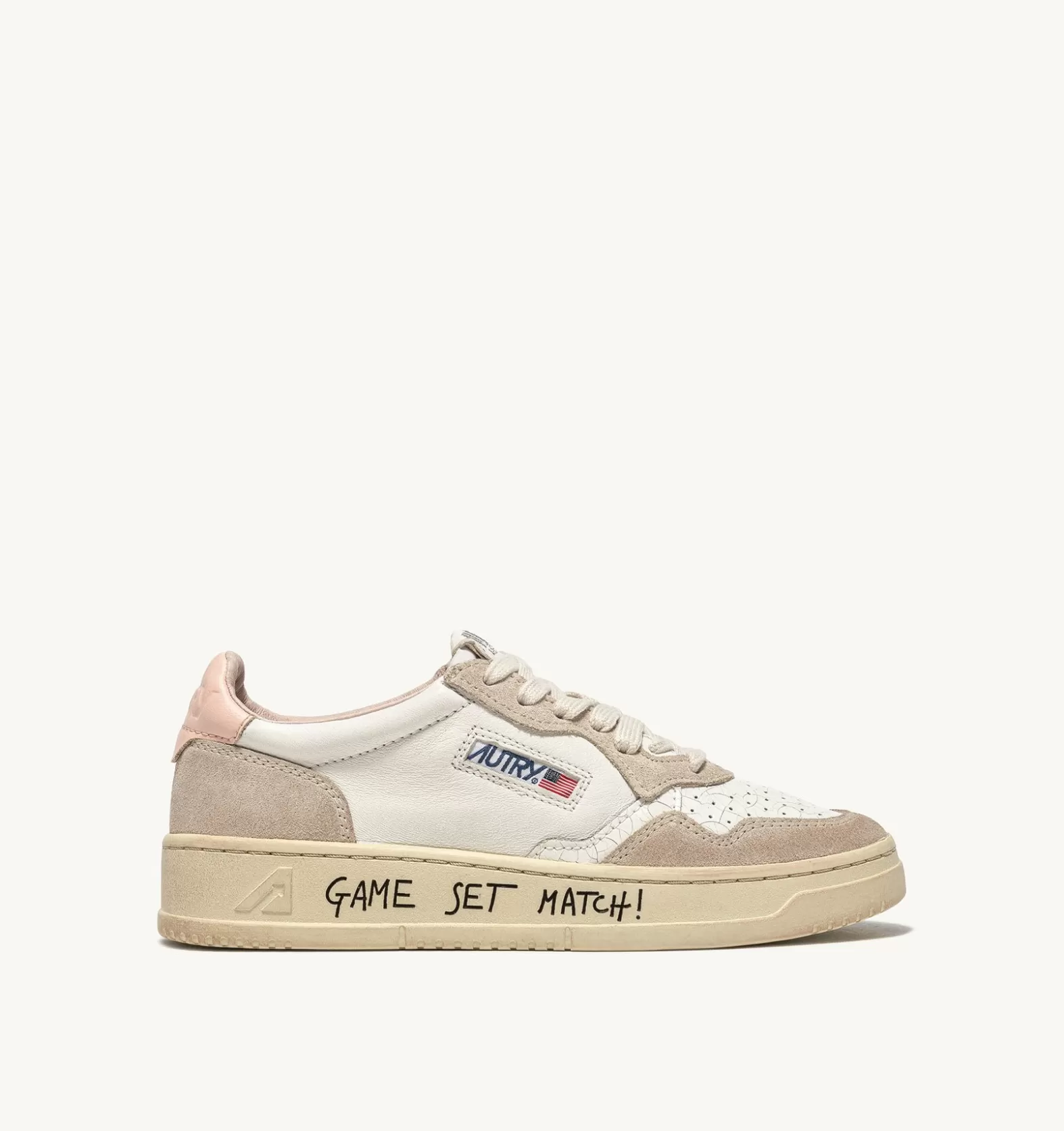 Medalist^AUTRY Medalist Low Sneakers In Leather And Suede White And Pink