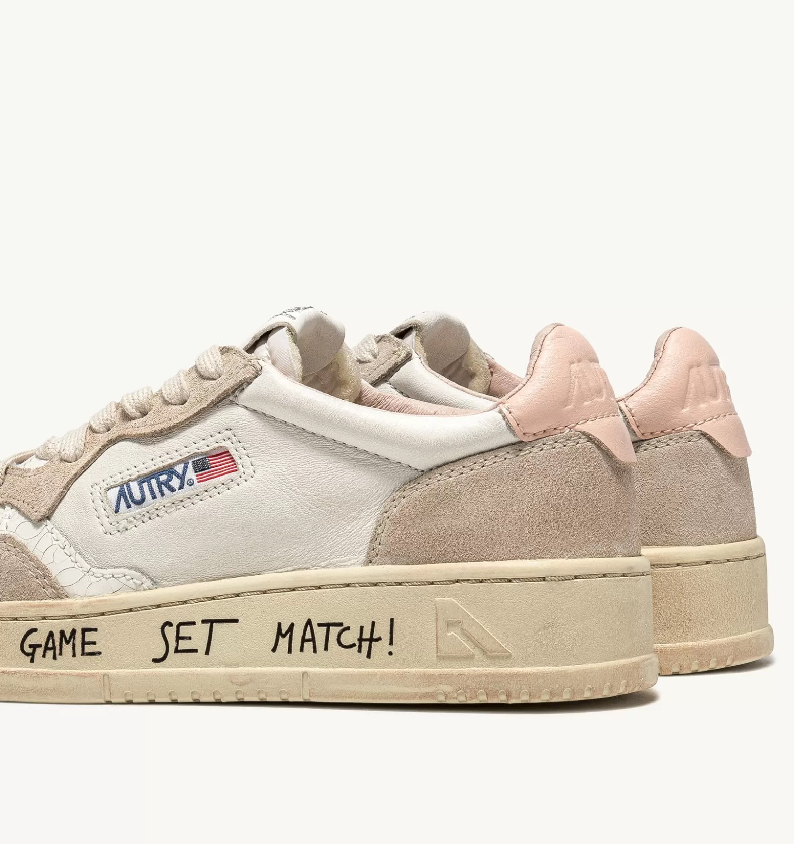 Medalist^AUTRY Medalist Low Sneakers In Leather And Suede White And Pink